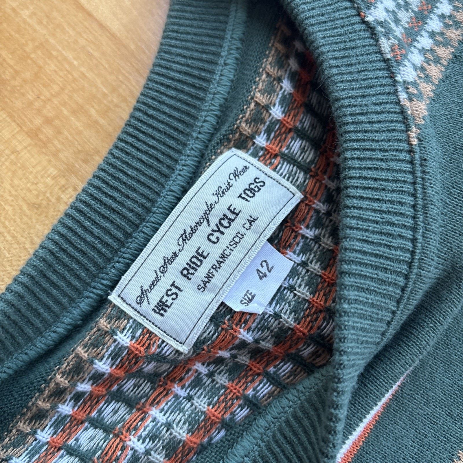 WEST RIDE West Ride JACQUARD Green Knit Cotton Size 42 Japan Pocket Size US L / EU 52-54 / 3 - 11 Thumbnail