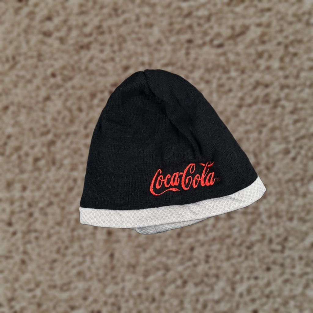Vintage Coca Cola Beanie Toque Beanie Hat One Size Black Gray Knit Acrylic Cotton Polyester Lined Sport-Tek Men Beanie Logo Ski Casual Travel Workwear Size ONE SIZE - 1 Thumbnail