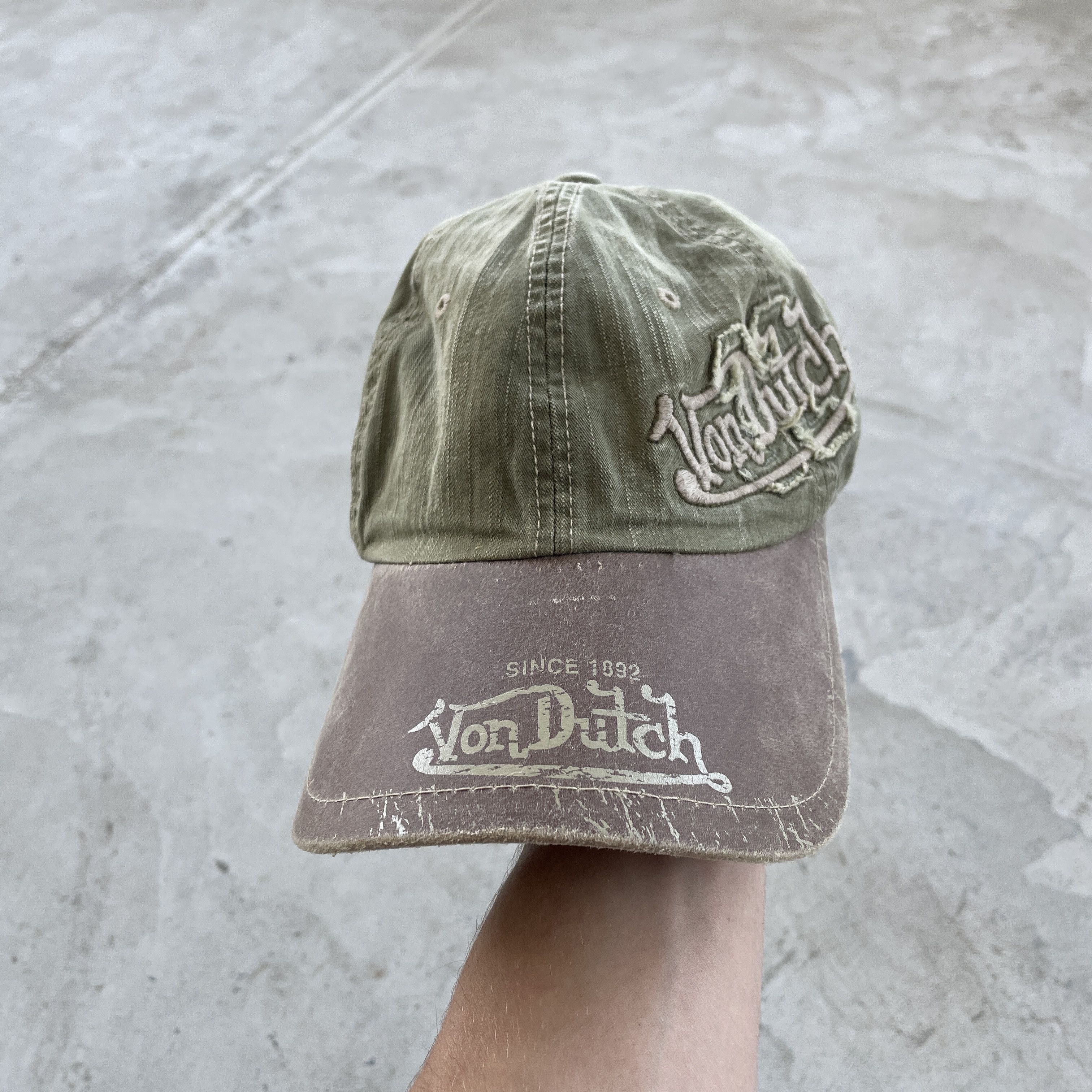 Von Dutch Von Dutch Distressed Khaki Green Brown Hat Cap Vintage Size ONE SIZE - 2 Thumbnail