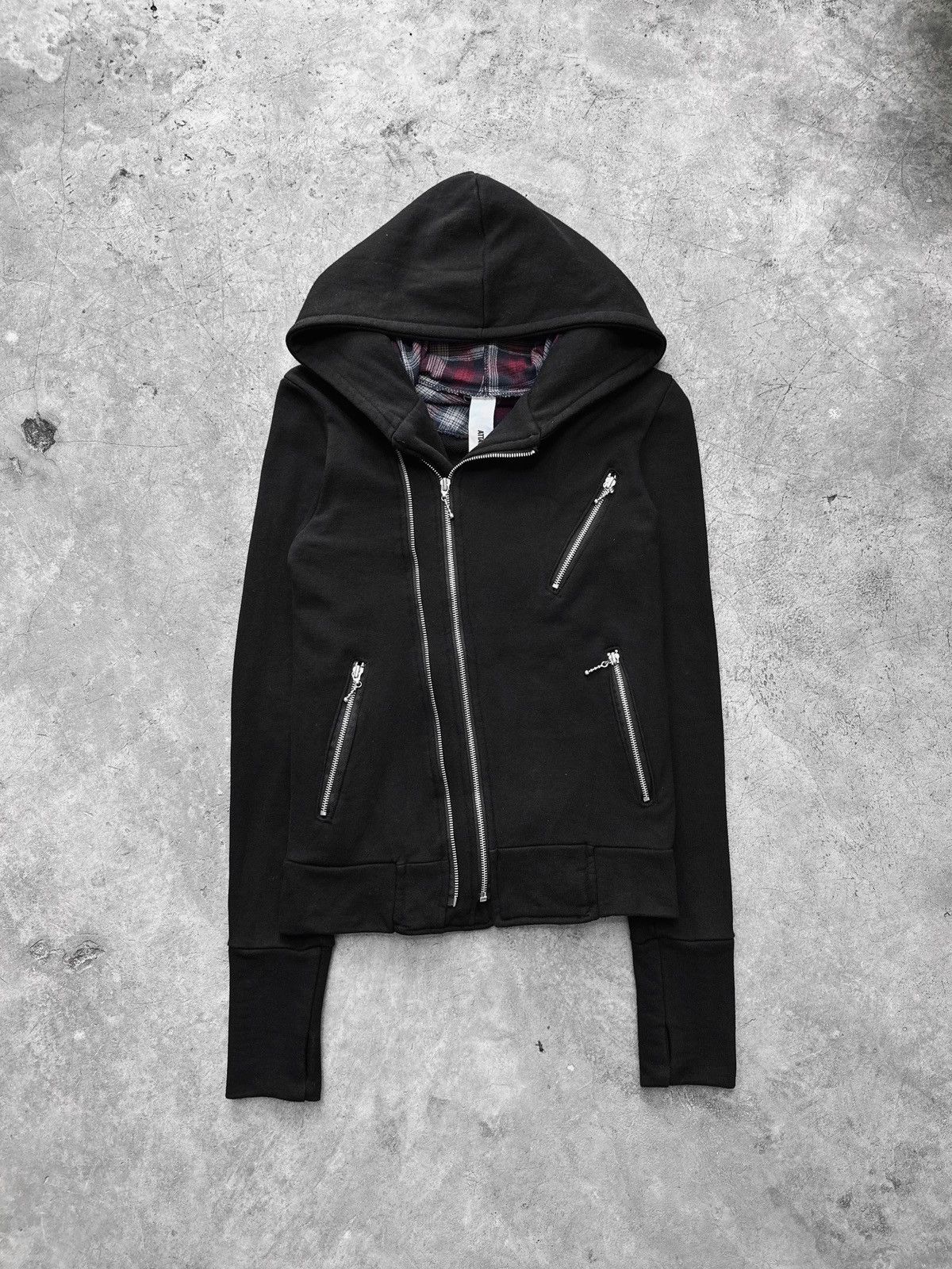 image of Attachment Double Layered Zip Up Hoodie in Black, Men's (Size Medium)