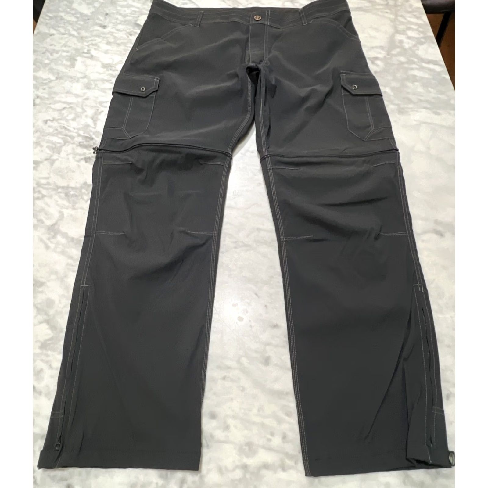 Vintage Kuhl Stealth Convertible Pants Men 40x30 Dark Gray Nylon Elastodiene Cargo Pocket Hiking Outdoors Regular Rise Mid-Flat Front Convertible pants Mens Size US 40 / EU 56 - 2 Thumbnail