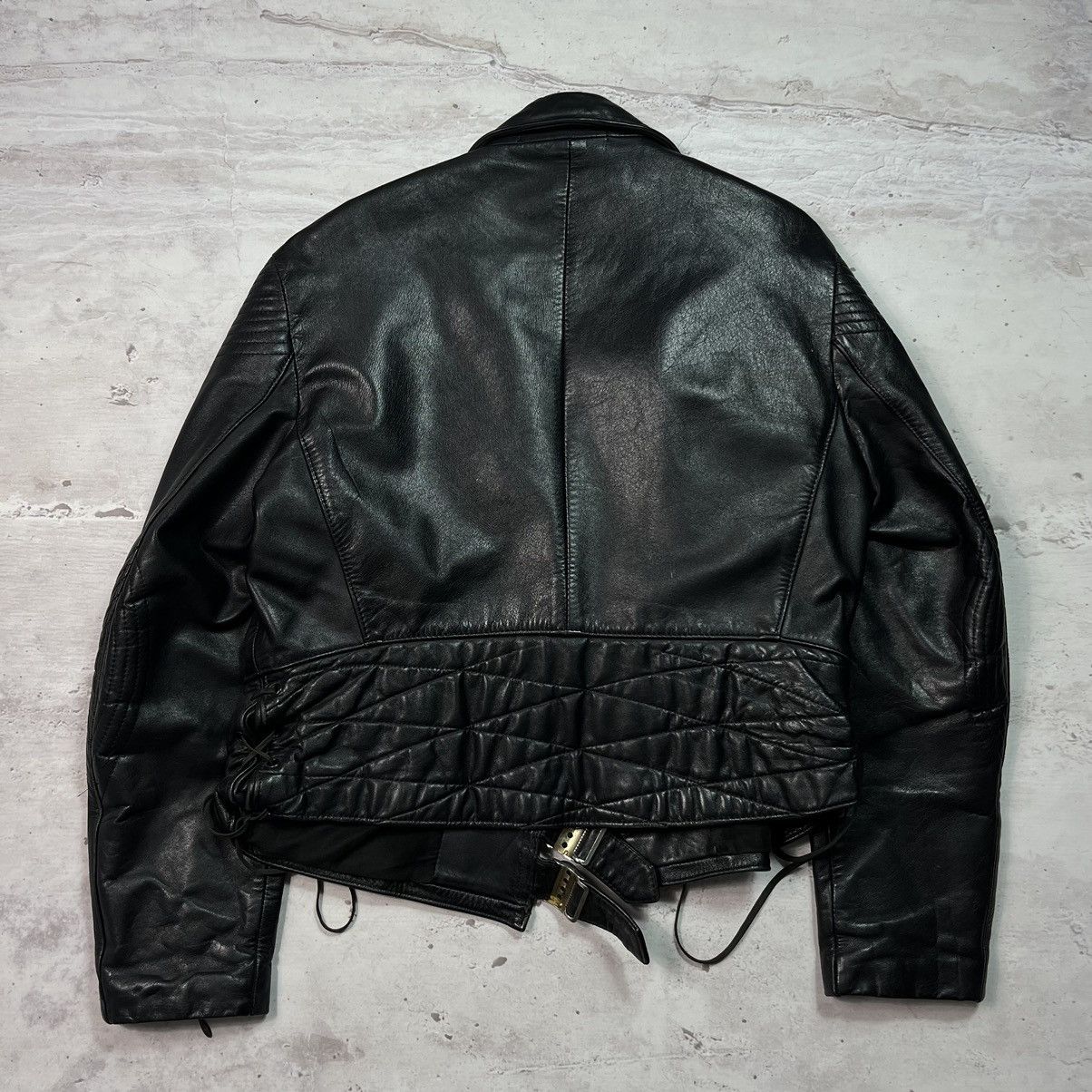 Japanese Brand Vintage Leather Ramones Cropped Jacket YSL Style Washed Rare Size US M / EU 48-50 / 2 - 11 Thumbnail