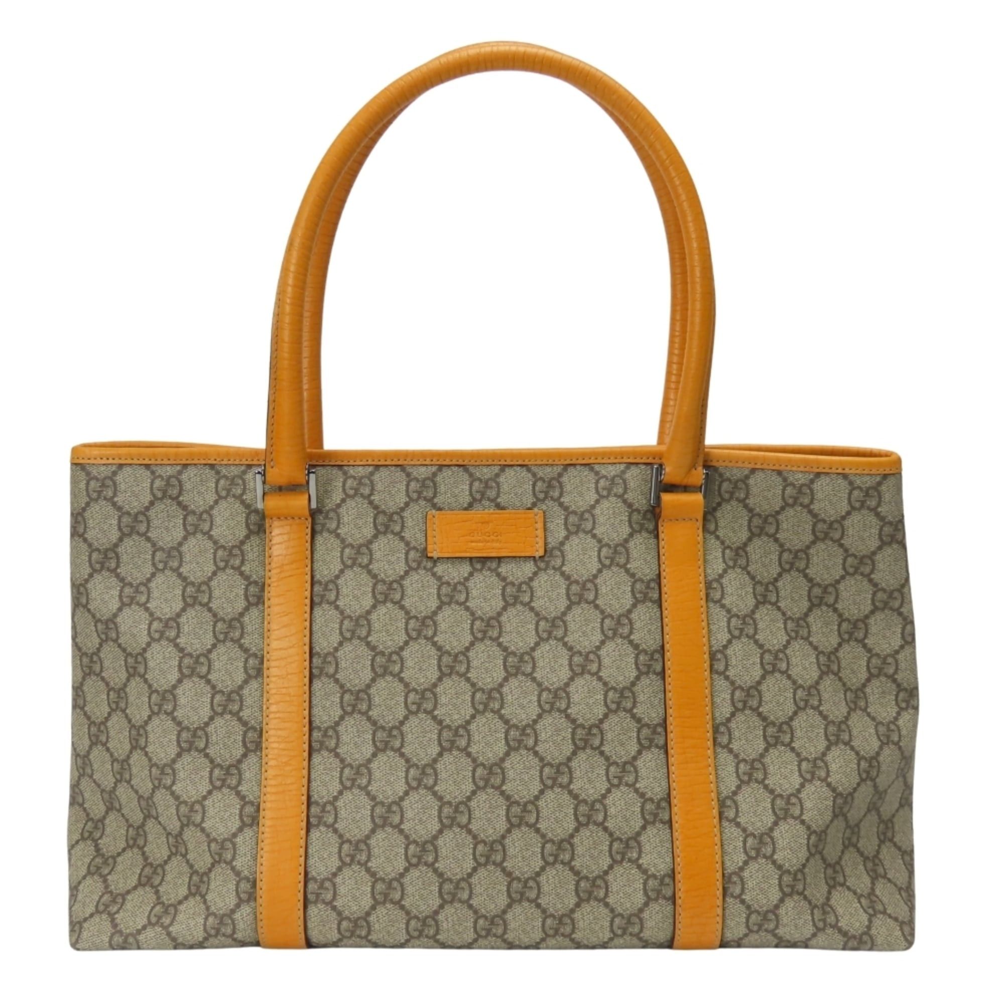 Gucci Gucci Tote Bag 114595 GG Supreme Canvas Leather Beige Orange Women's GUCCI Size ONE SIZE - 1 Thumbnail