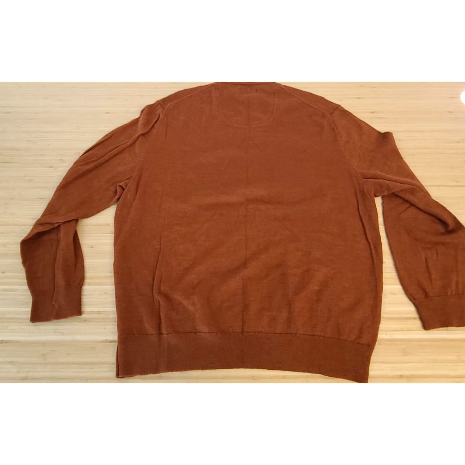 Club Room Club Room Sweater V-Neck XL Men Orange Lightweight Merino Wool Acrylic Pullover Mens Size US XL / EU 56 / 4 - 4 Thumbnail
