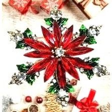Handmade Poinsettia Brooch Pin New Christmas Flower December Birthsto Size ONE SIZE - 9 Thumbnail