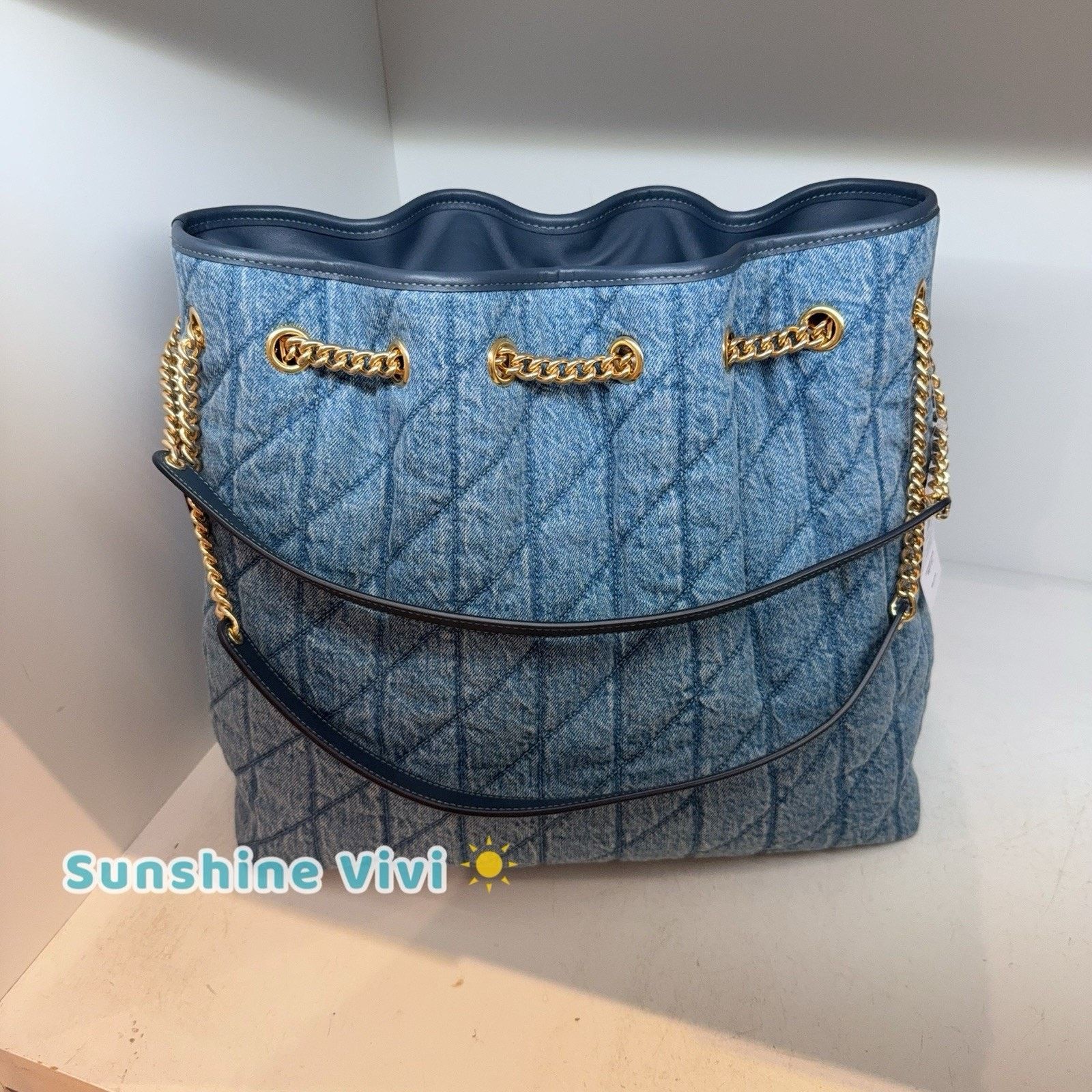 Coach NWT Coach Evelyn Large Shoulder Bag Cotton CDC01 Indigo Size ONE SIZE - 3 Thumbnail