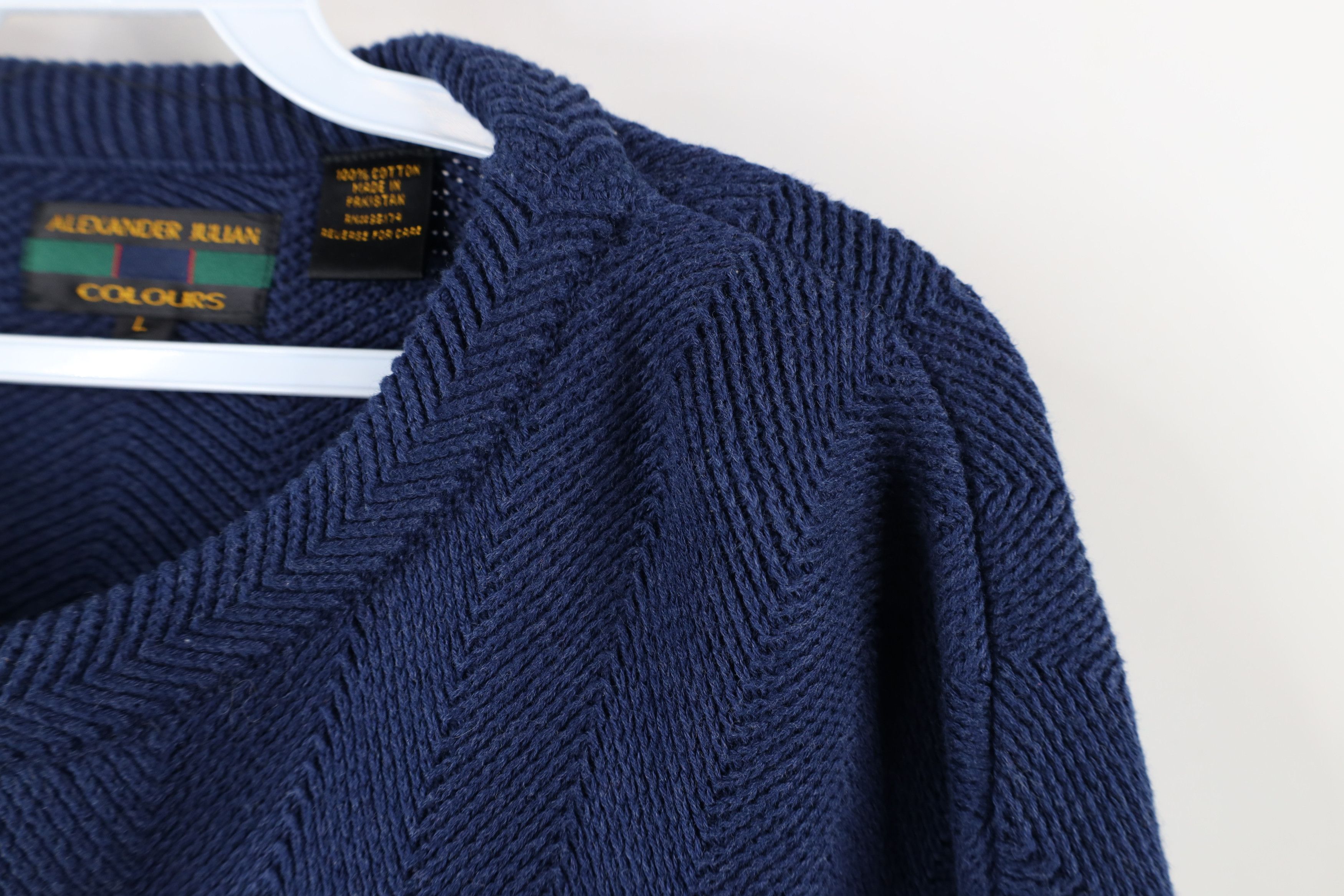 Vintage Vintage 90s Streetwear Fit Herringbone Knit Crewneck Sweater Size US L / EU 52-54 / 3 - 5 Thumbnail