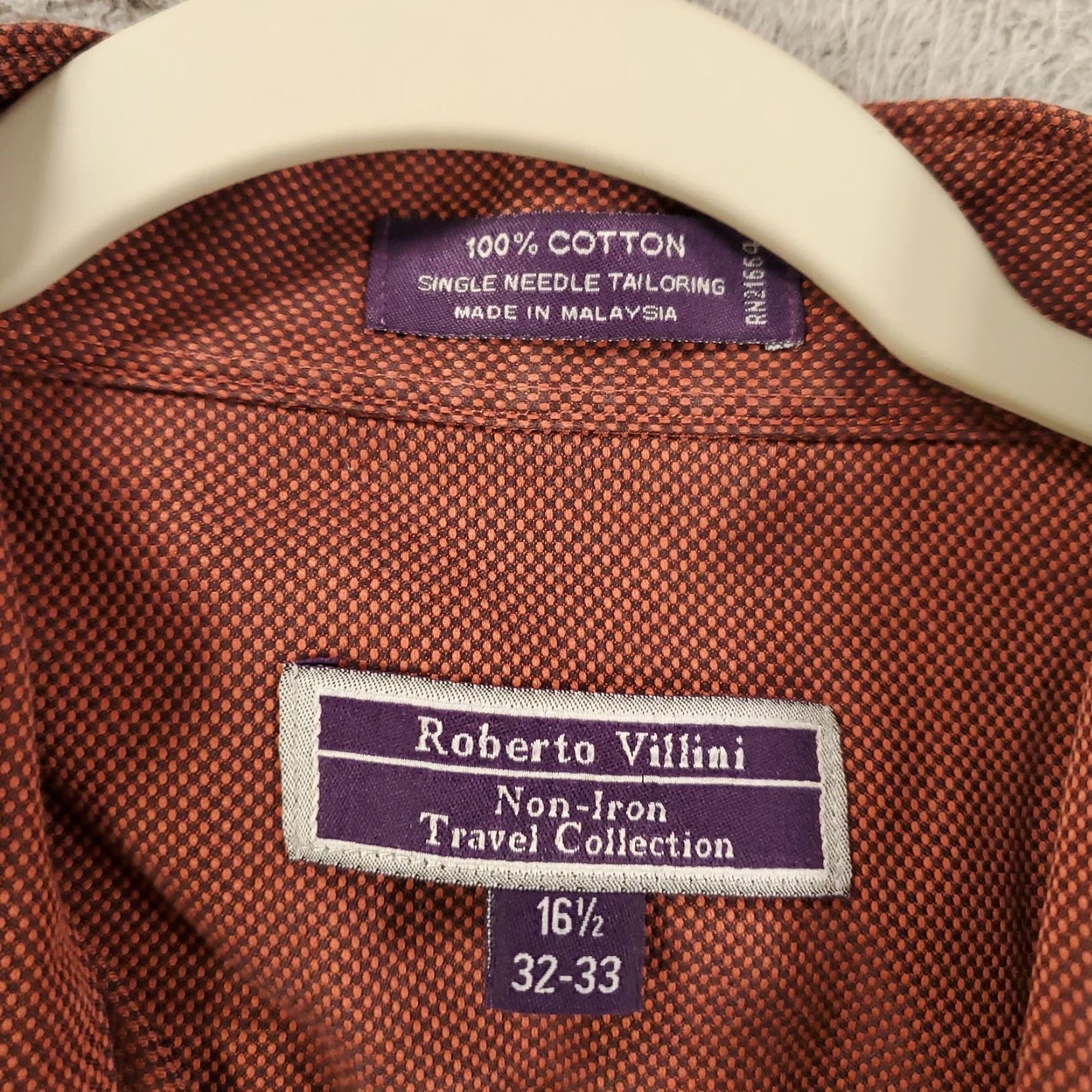 Vintage Roberto Villini Shirt Men 32 33 Rust Red Non Iron Travel Collection Mens Size US XS / EU 42 / 0 - 7 Thumbnail