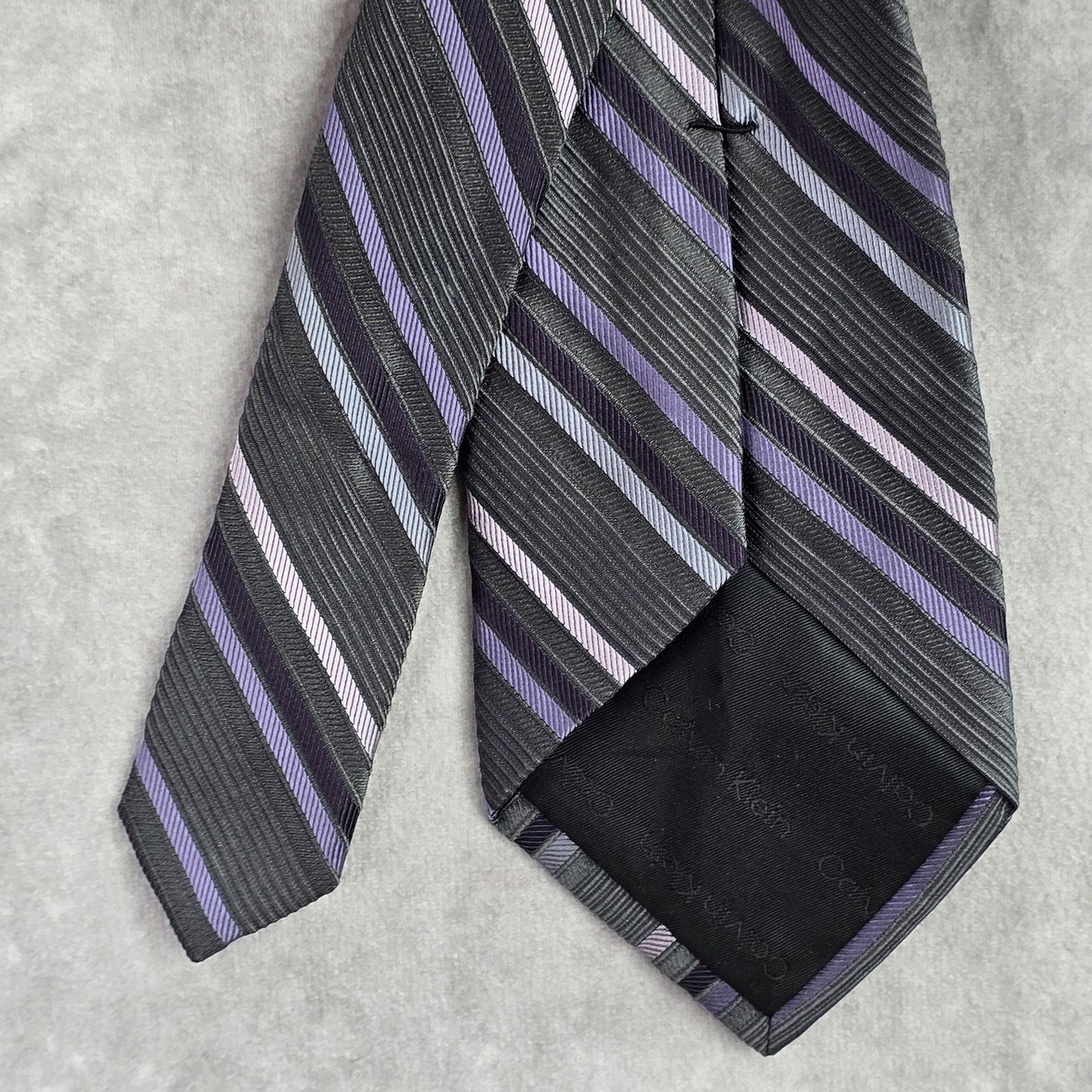 Calvin Klein Calvin Klein Gray Purple Stripe Repp Silk Neck Tie Men's Size 30 - 5 Thumbnail
