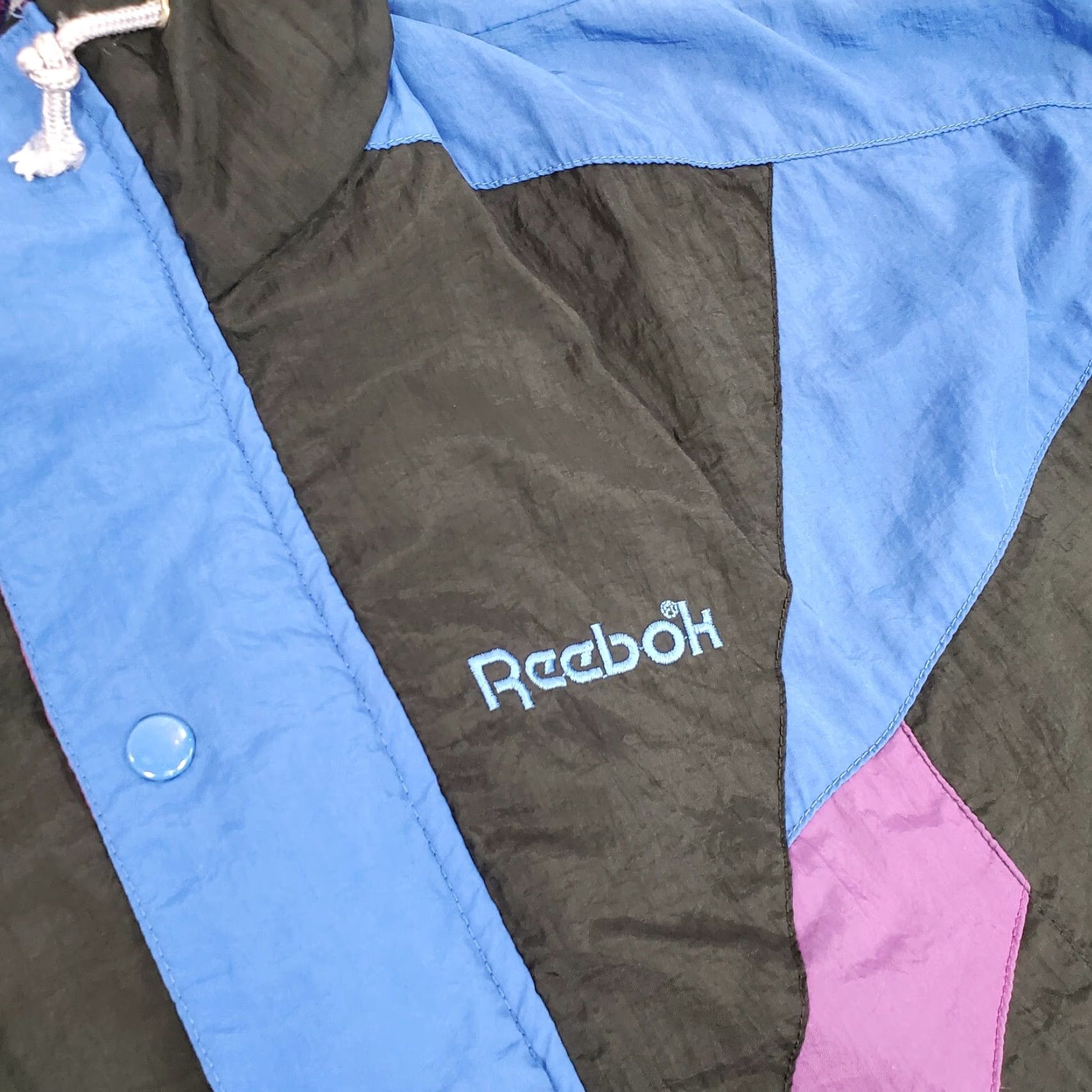 Reebok VINTAGE Reebok Jacket Mens Medium Black Blue Windbreaker Pullover 90s Y2K Coat Size US M / EU 48-50 / 2 - 3 Thumbnail