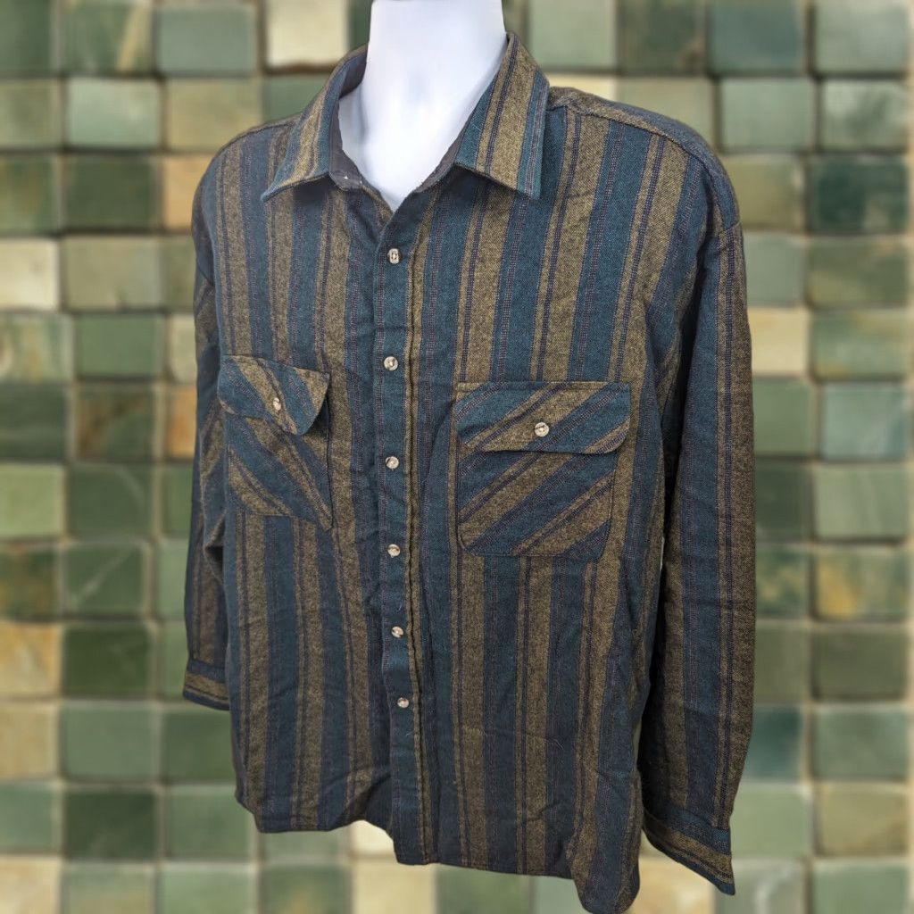 Vintage VINTAGE Northwest Territory Flannel Shirt Mens 2XL Green Striped Button Up T5F Size US XXL / EU 58 / 5 - 1 Thumbnail