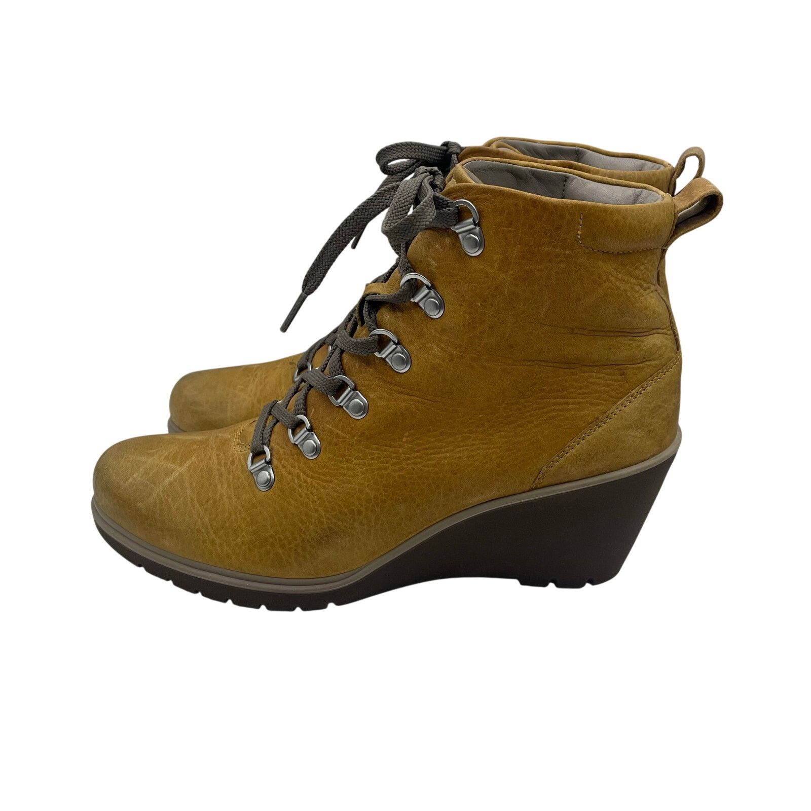 Ecco Ecco Adora Wedge Boots Leather Brown Lace Up Ankle Womens 40 Size US 9 / IT 39 - 2 Thumbnail