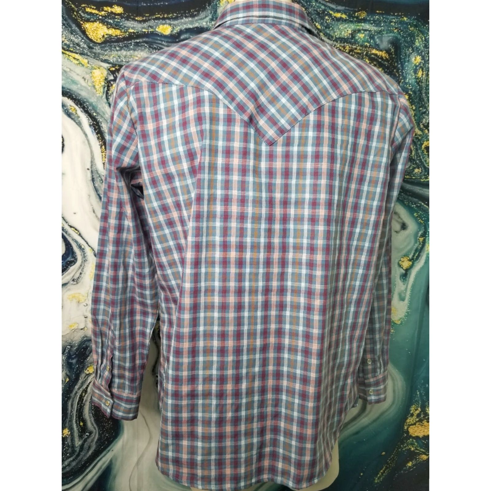 Wrangler WRANCHER BY WRANGLER Women's XL Pearl Snap Shirt Long Sleeve Western Plaid Blue Pink Casual Slim Fit Womens XL Pearl Snap Button-Up Shirt Size XL / US 12-14 / IT 48-50 - 3 Thumbnail