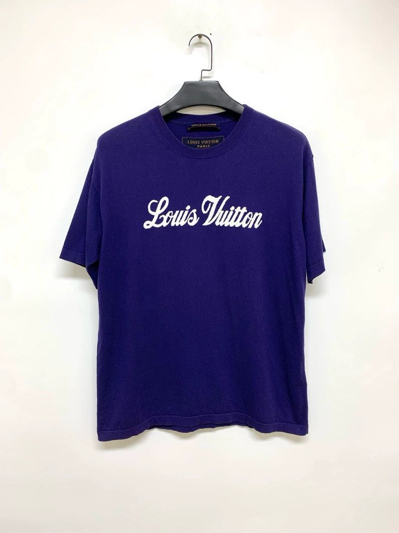Louis Vuitton Louis Vuitton Blue Logo Knit Short Sleeve Shirt - dmc Size US L / EU 52-54 / 3 - 1 Thumbnail