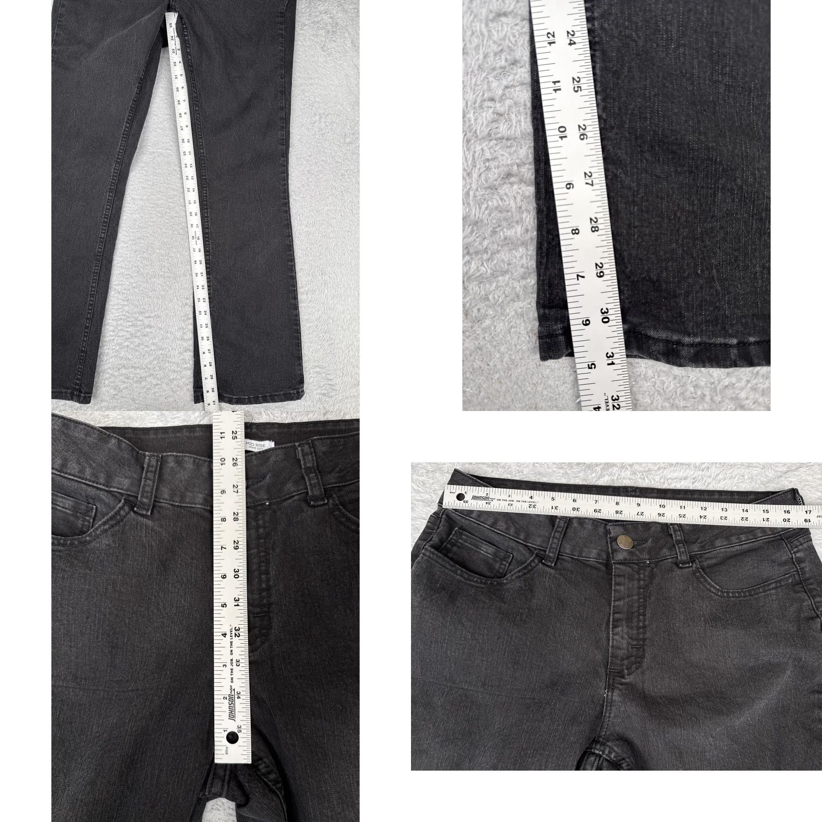 Vintage Riders by Lee Jeans Womens 12 Bootcut Denim Mid Rise Black Charcoal Wash 5-Pocket Studded Stretch Size 34" / US 12 / IT 48 - 8 Thumbnail