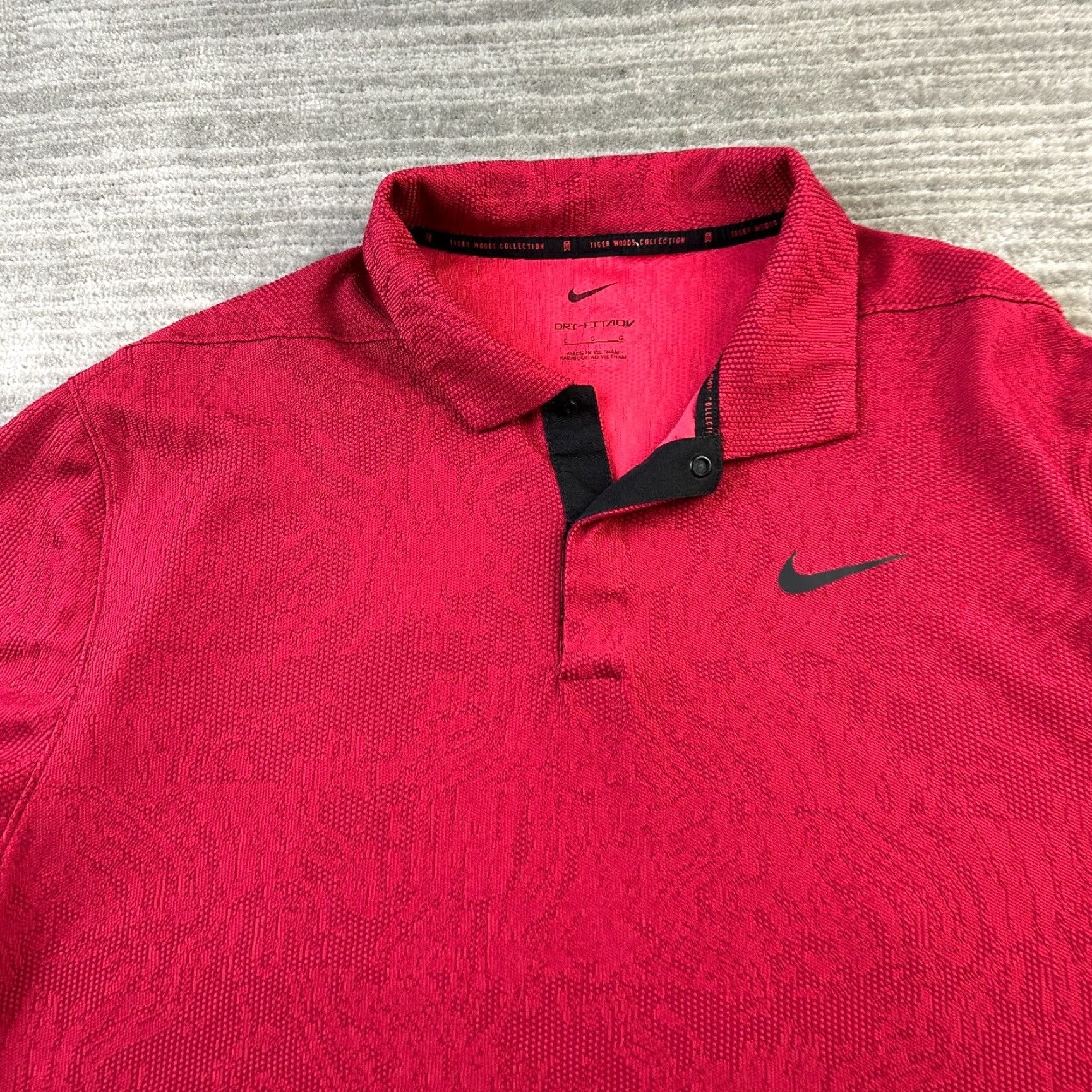 Nike Nike Tiger Woods Polo Shirt Mens Large Red Dri-Fit Jacquard Golf Shirt Activewear Short Sleeve Nike Dri-Fit Size US L / EU 52-54 / 3 - 3 Thumbnail