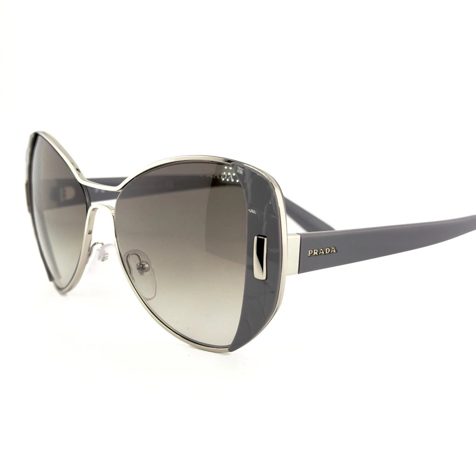 Prada PRADA PR60SS 60S MOD Geometric Gray Silver Metal Sunglasses Size ONE SIZE - 8 Thumbnail