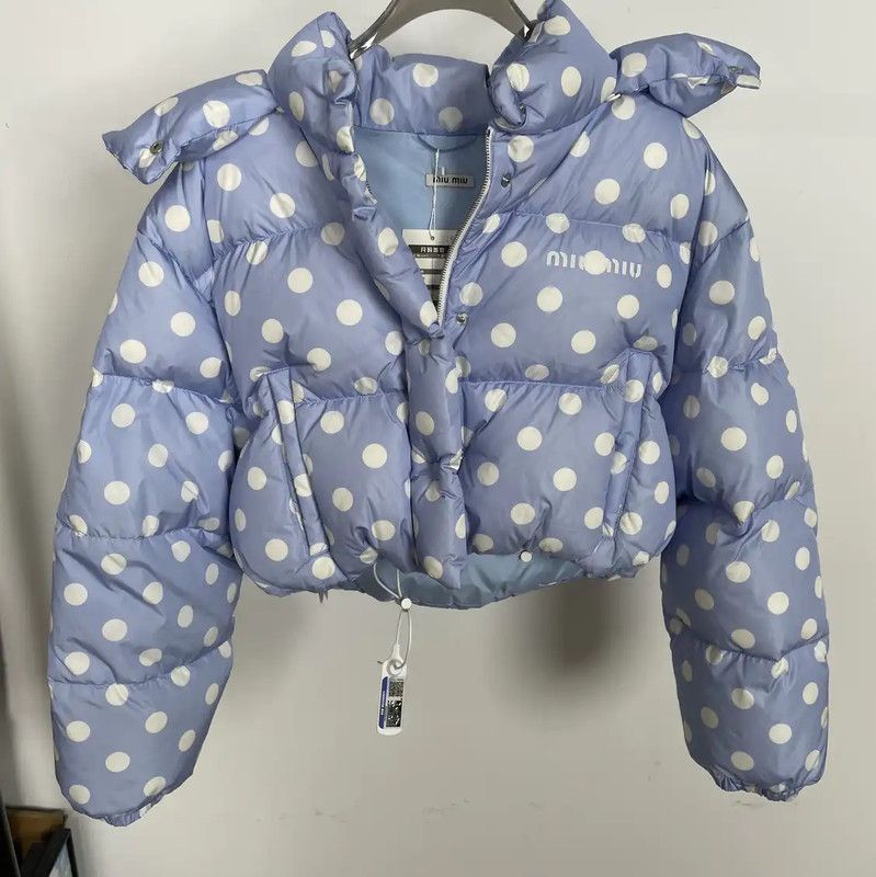 Miu Miu Miu Miu Winter Blue Polka Dot Down Jacket 0089 Size M / US 6-8 / IT 42-44 - 1 Thumbnail