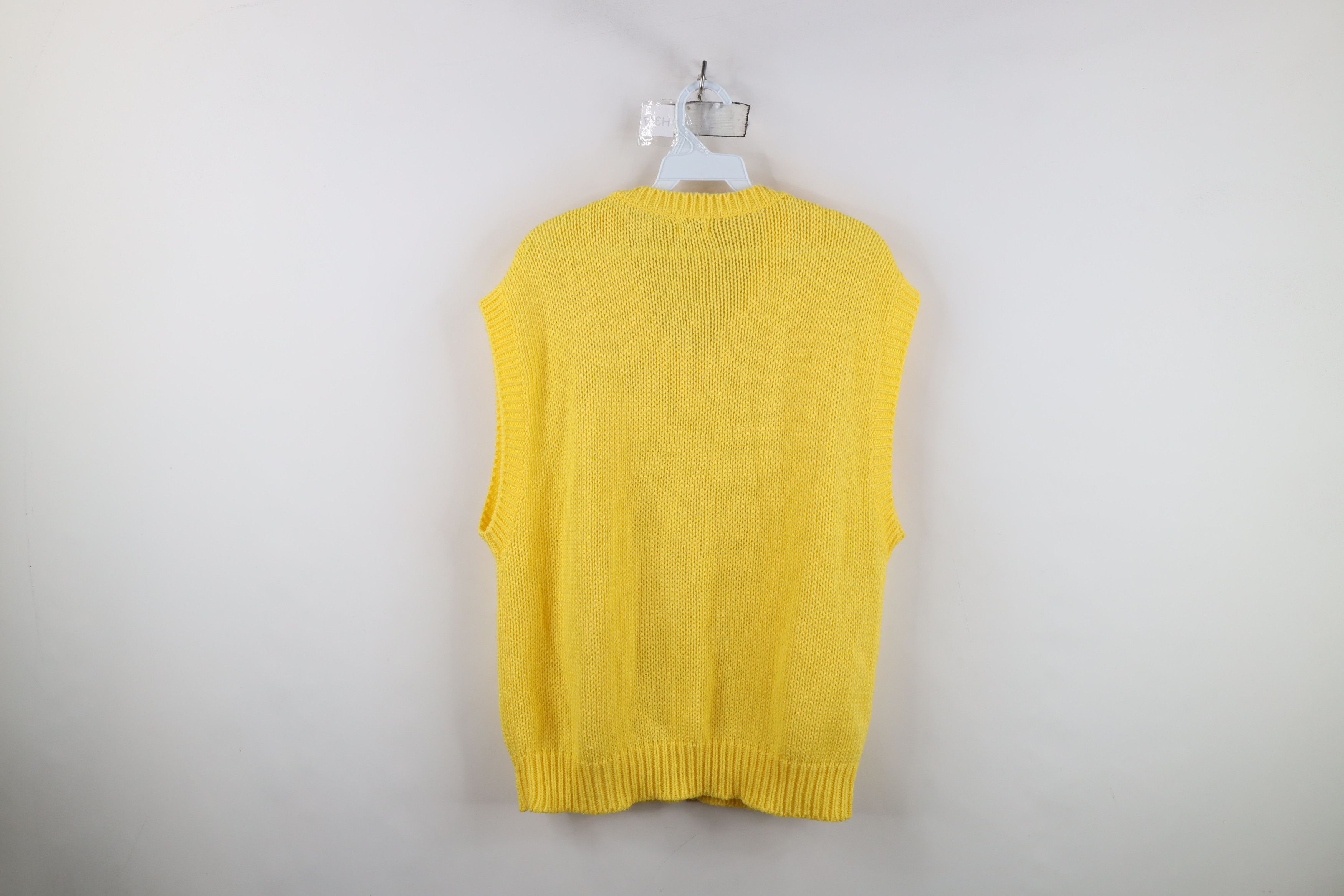 Vintage Vintage 70s Streetwear Chunky Cable Knit Sweater Vest Yellow Size XL / US 12-14 / IT 48-50 - 5 Thumbnail