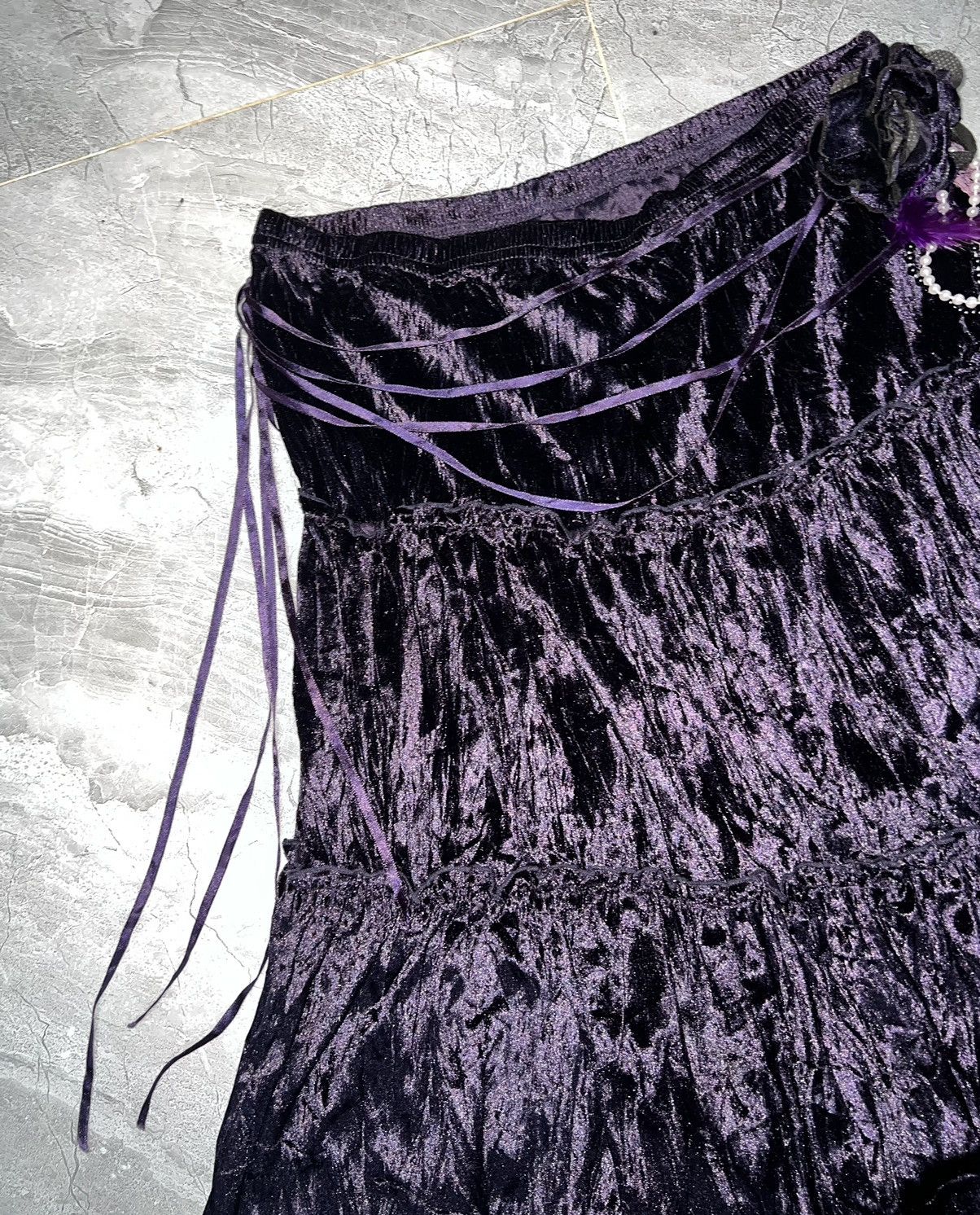 Ann Demeulemeester Dark Velvet gothic ruffle midi skirt 👾🥀 Size 26" / US 2 / IT 38 - 5 Thumbnail