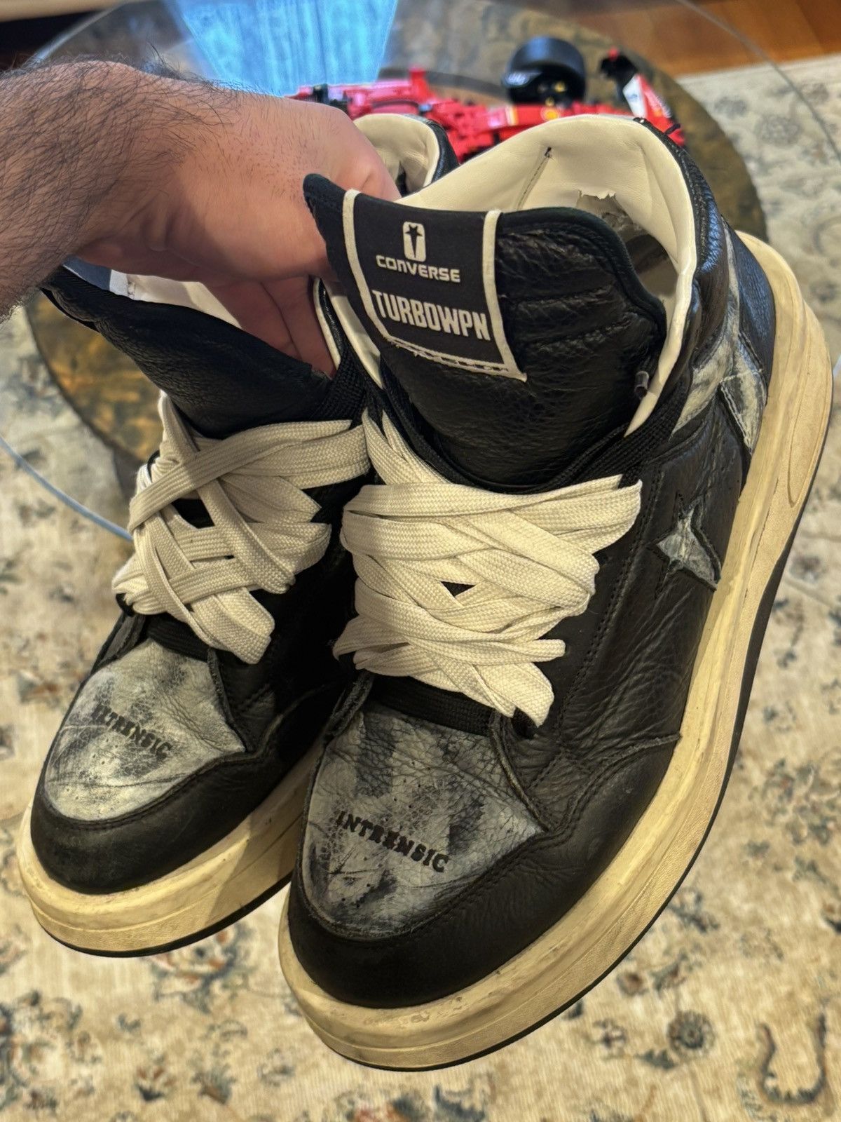 Converse × Rick Owens Drkshdw Painted Rick Owens Turbowpns Size US 12 / EU 45 - 1 Thumbnail
