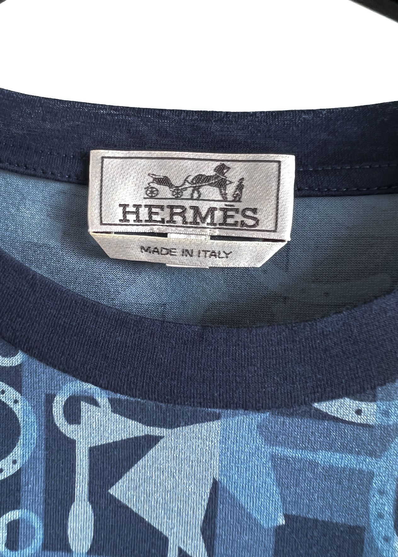 Hermes Hermès Blue Horseshoe Equestrian Print T-shirt Size US L / EU 52-54 / 3 - 4 Thumbnail