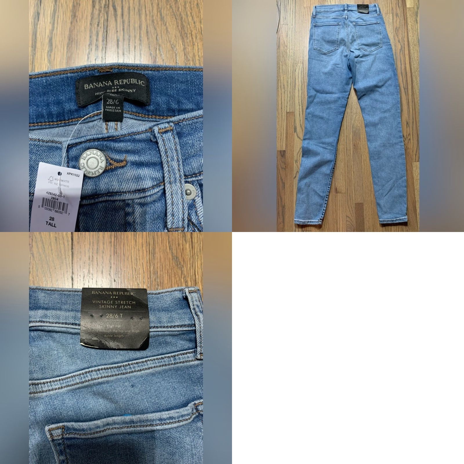 Banana Republic NWT Banana Republic Vintage Stretch Skinny Jeans 28/6 T Women's Blue Ankle Regular 28 Distressing Spot Near Crotch Size 28" / US 6 / IT 42 - 8 Thumbnail