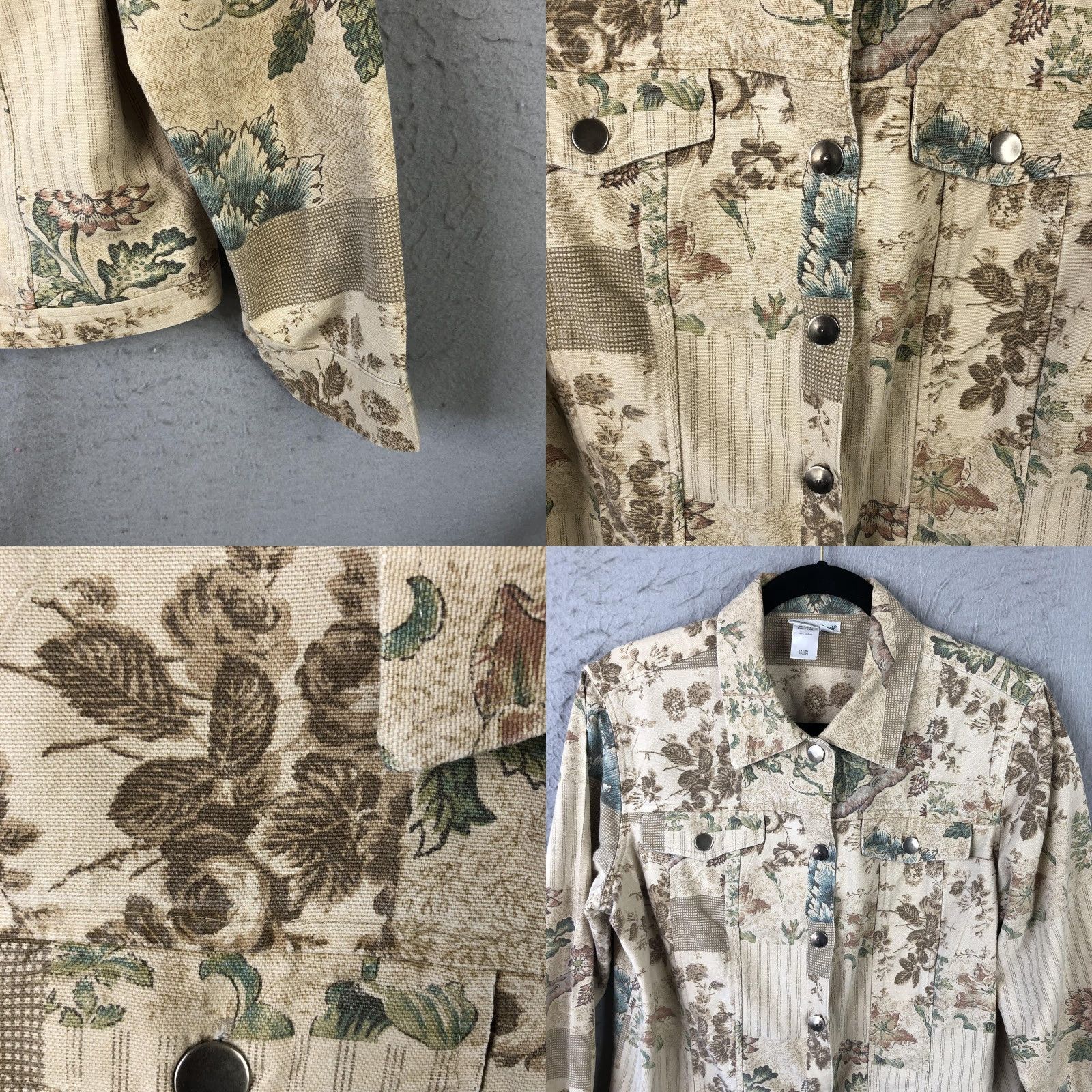 Coldwater Creek VINTAGE Coldwater Creek Jacket Womens M Beige Floral Canvas Snap Front USA Cottagecore Size M / US 6-8 / IT 42-44 - 10 Thumbnail