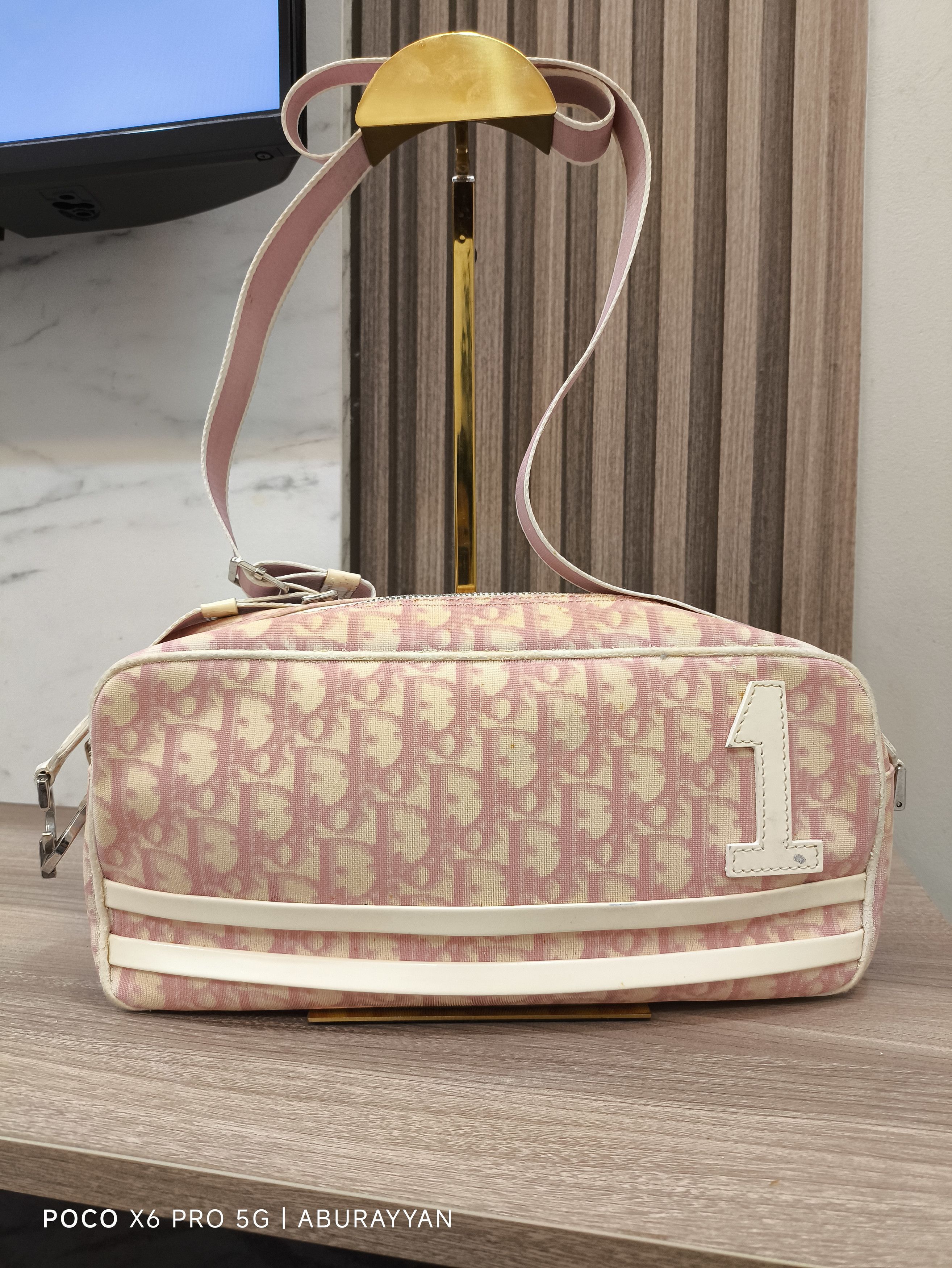 Christian Dior Galliano Monogram Baguette Crossbody Bag Pink