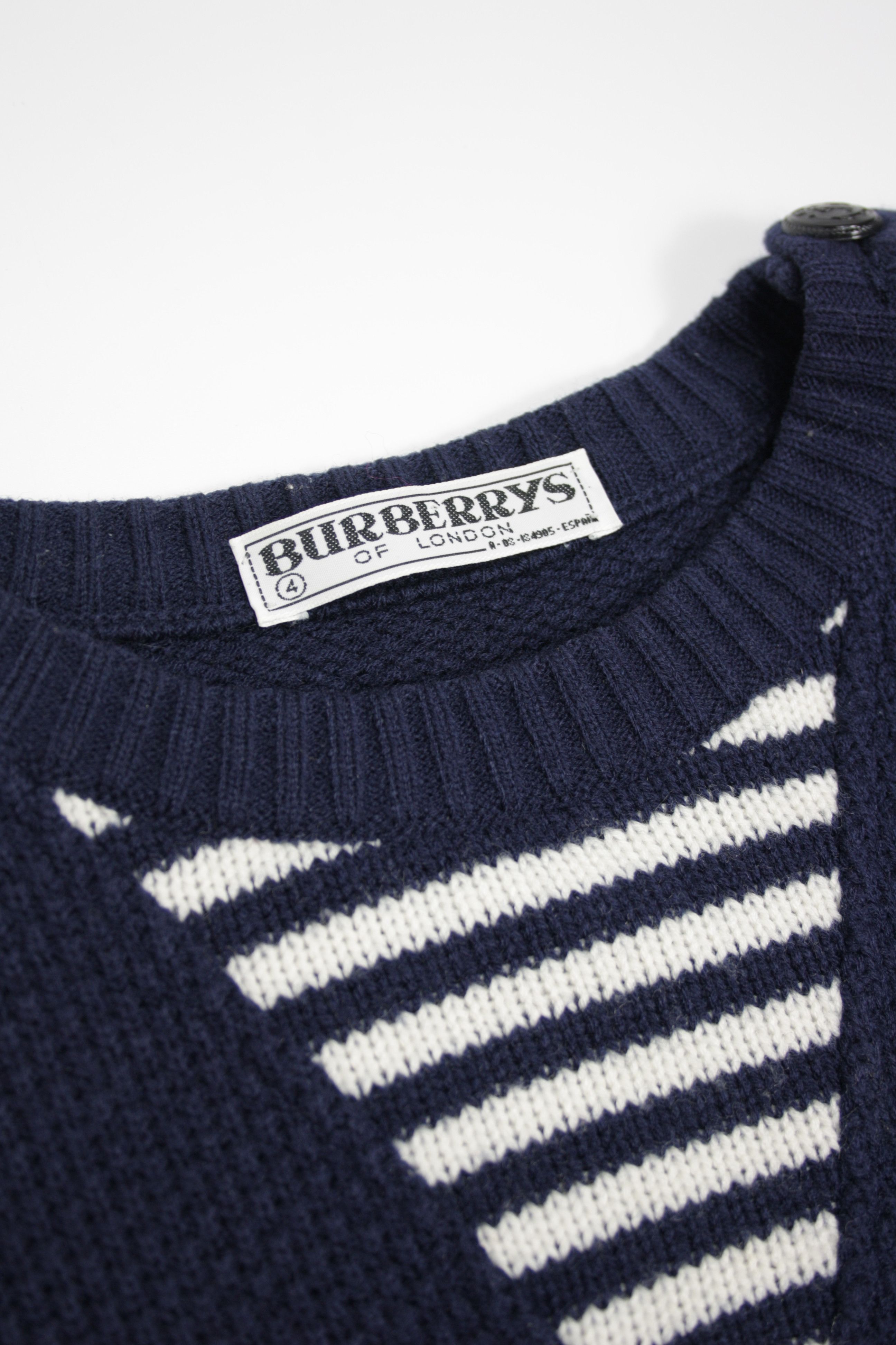 Burberry × Vintage Burberrys 90s Vintage Sailor Naval Knitted Pullover Sweater Size L / US 10 / IT 46 - 4 Thumbnail