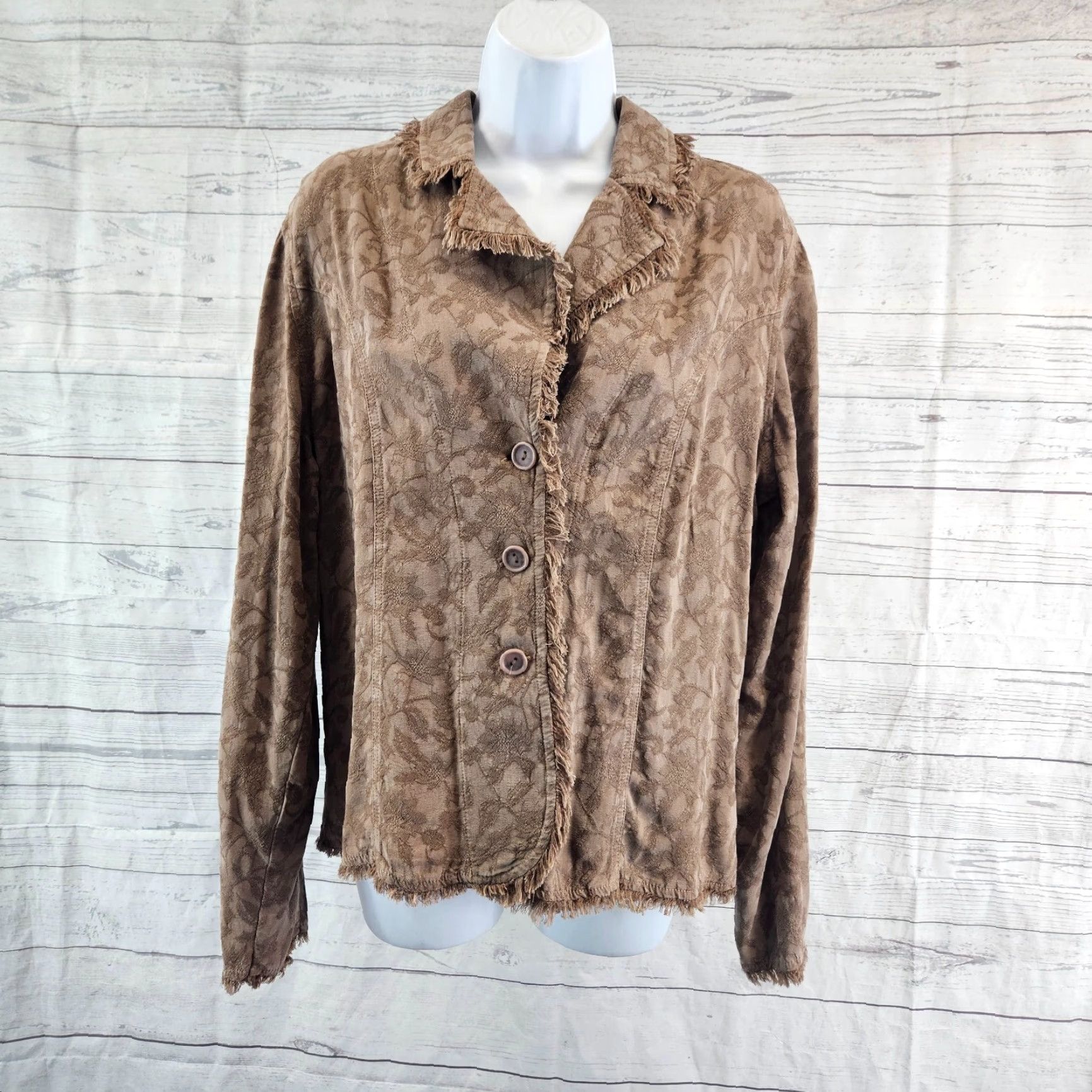 Vintage Tianello Womens Penelope Jacket Small Brown Fringe Button Front Long Sleeve Size S / US 4 / IT 40 - 2 Thumbnail