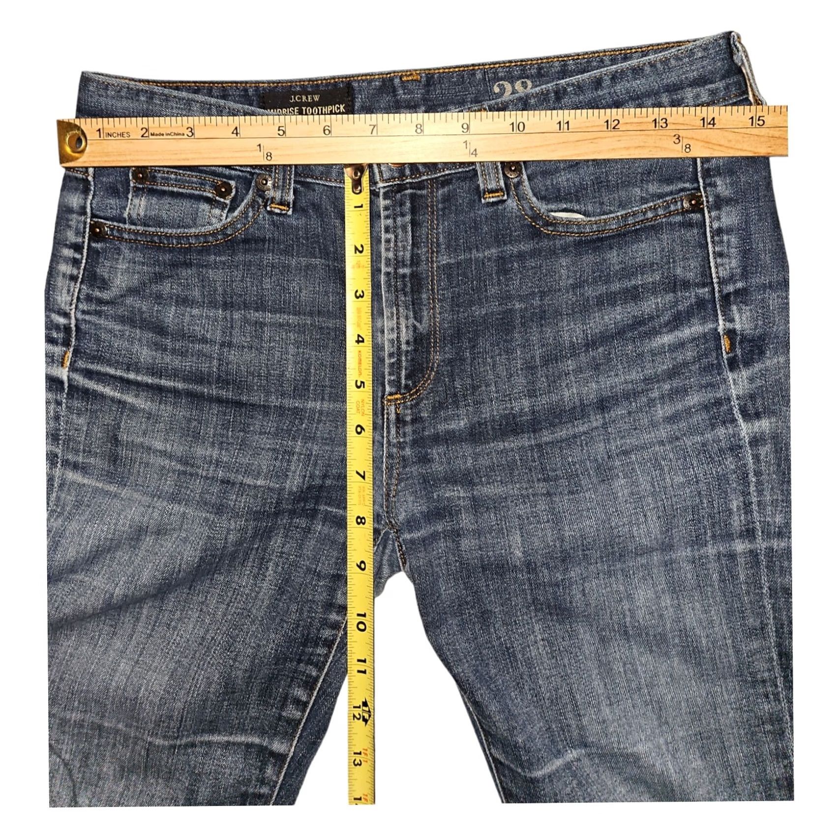 J.Crew J.CREW Midrise Toothpick Jeans 28 Regular Women's Blue Denim Preppy 5-Pocket Zipper Button Size 28" / US 6 / IT 42 - 4 Thumbnail