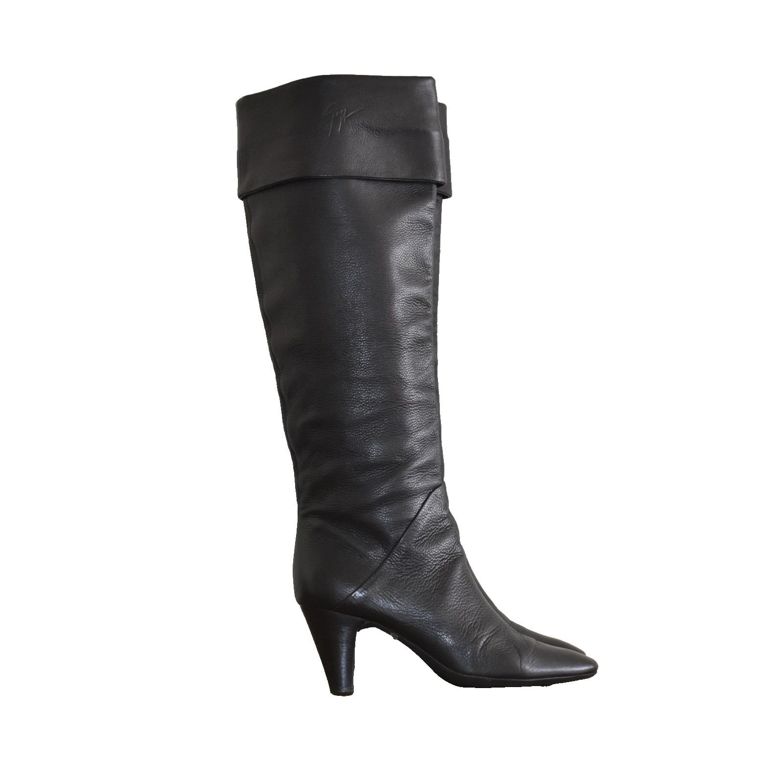 Giuseppe Zanotti GIUSEPPE ZANOTTI Black Pebbled Leather Knee High Boots Sz 39 Size US 8.5 / IT 38.5 - 2 Thumbnail