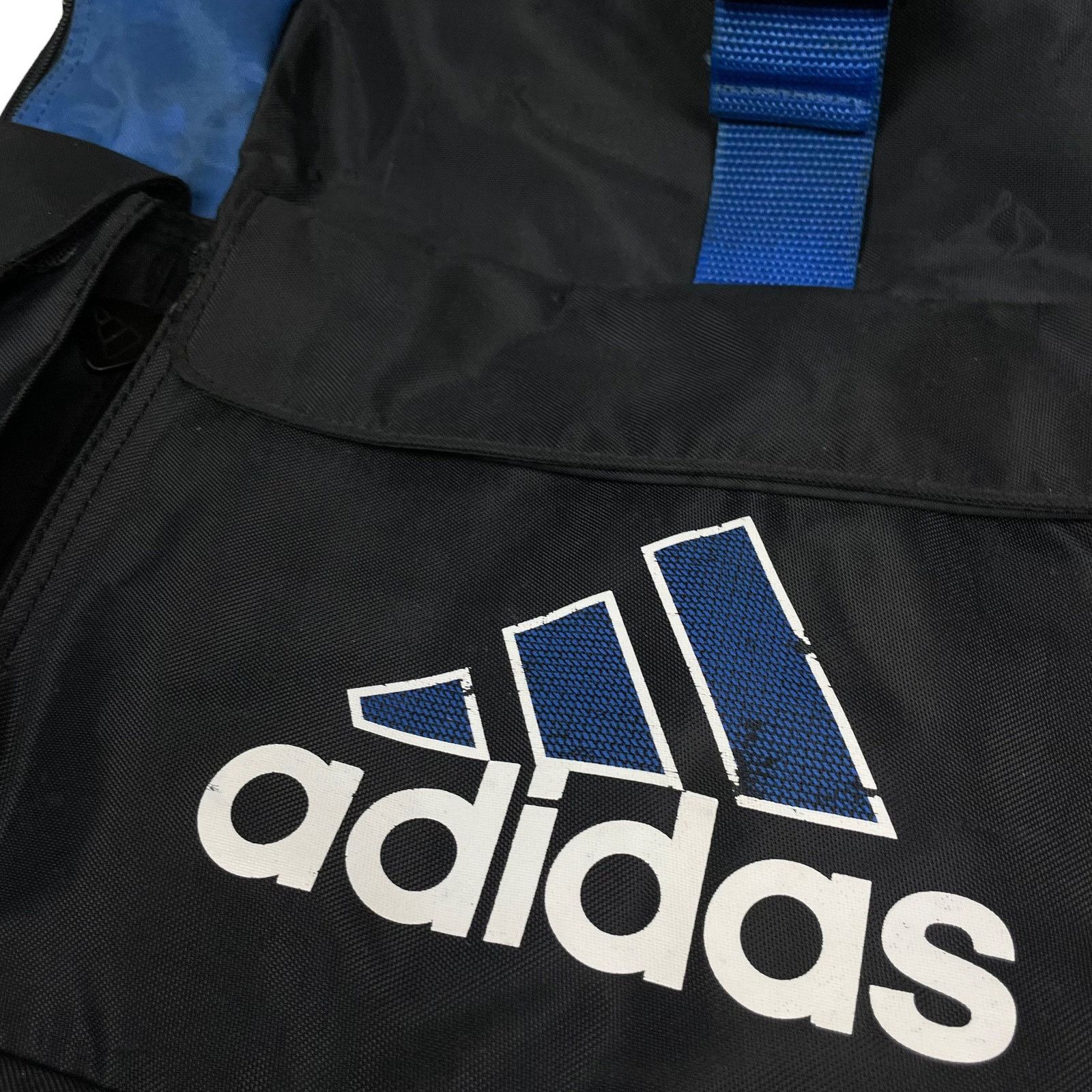 Adidas × Vintage Adidas Men's Black Blue 3-Stripes Velcro Flap Backpack Bag Size ONE SIZE - 3 Thumbnail