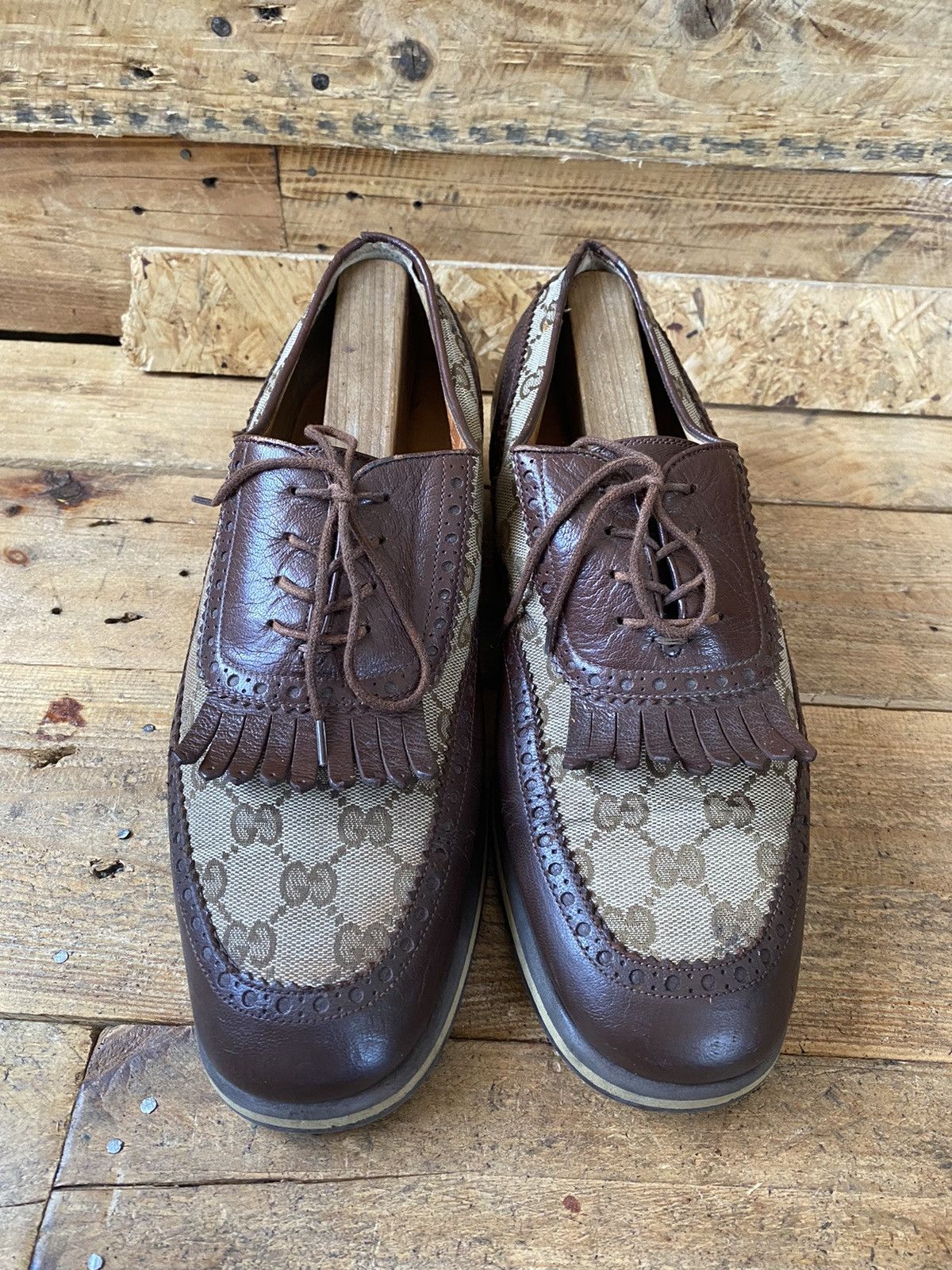 Dapper Dan × Gucci × Vintage Gucci GG logo monogram print casual heeled brouges shoe sz42 Size US 9 / EU 42 - 2 Thumbnail
