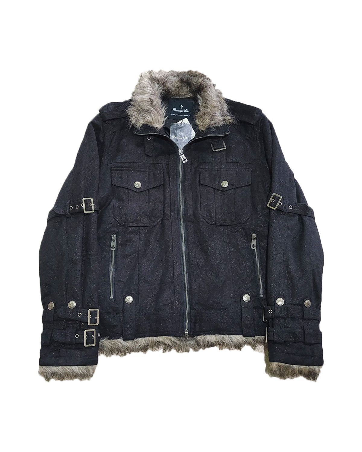 Le Grande Bleu (L.G.B.) Bernings Sho Faux Fur Biker Jacket — 2000s Bondage Size US L / EU 52-54 / 3 - 1 Thumbnail