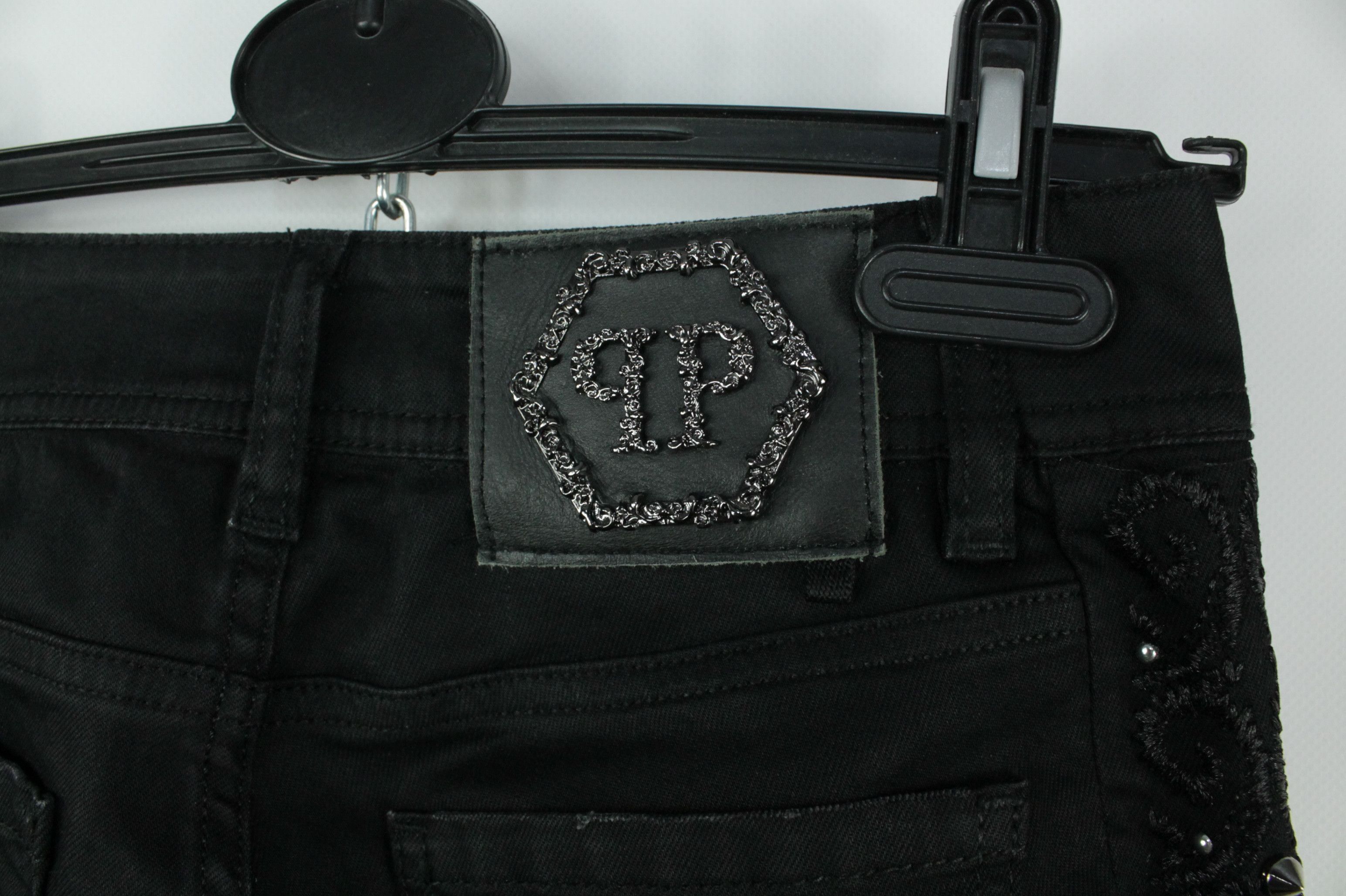 Designer × Philipp Plein Philipp Plein Strawberry Cheesecake Black Denim Women Jeans Size 26" / US 2 / IT 38 - 7 Thumbnail