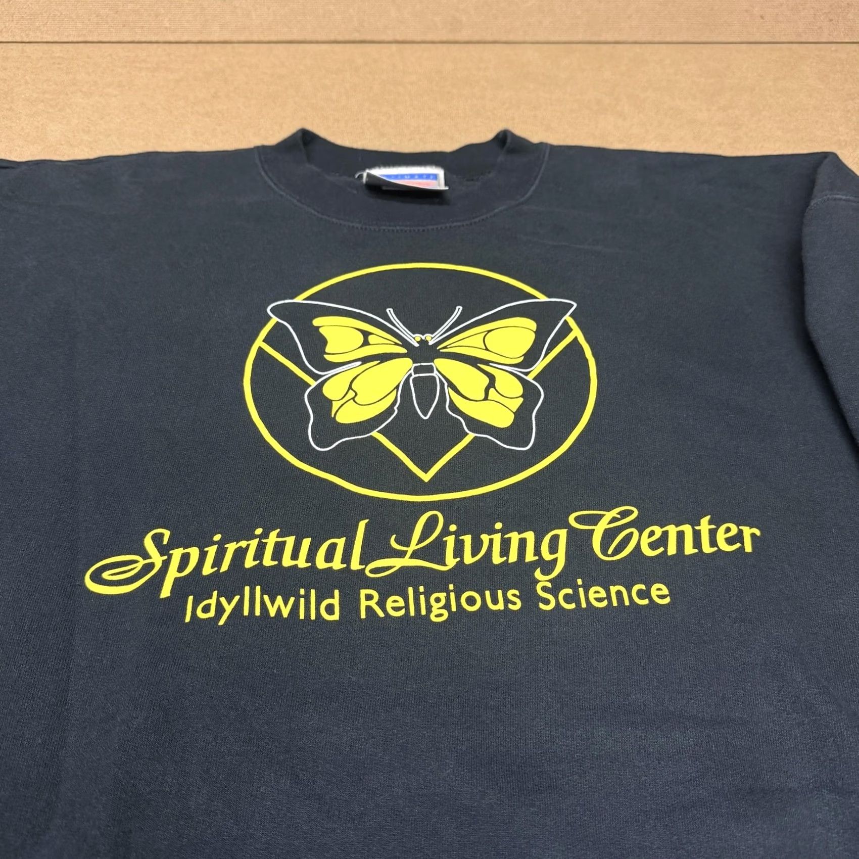 Hanes VINTAGE Spiritual Living Center Crewneck Sweatshirt Mens XL Black Butterfly Idyllwild Hanes Graphic Print Fleece Pullover Modern Size US XL / EU 56 / 4 - 2 Thumbnail