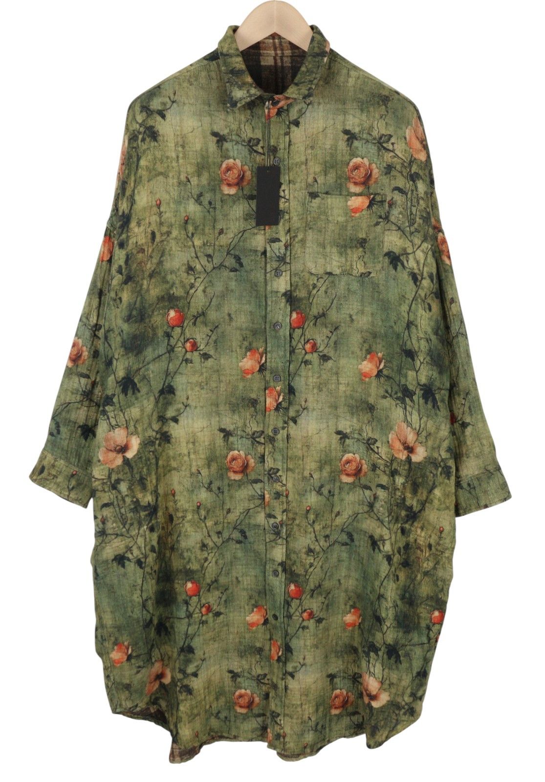 R13 REVERSIBLE JUMBO SHIRTDRESS M/L Turquoise Floral 86780 Size M / US 6-8 / IT 42-44 - 6 Thumbnail