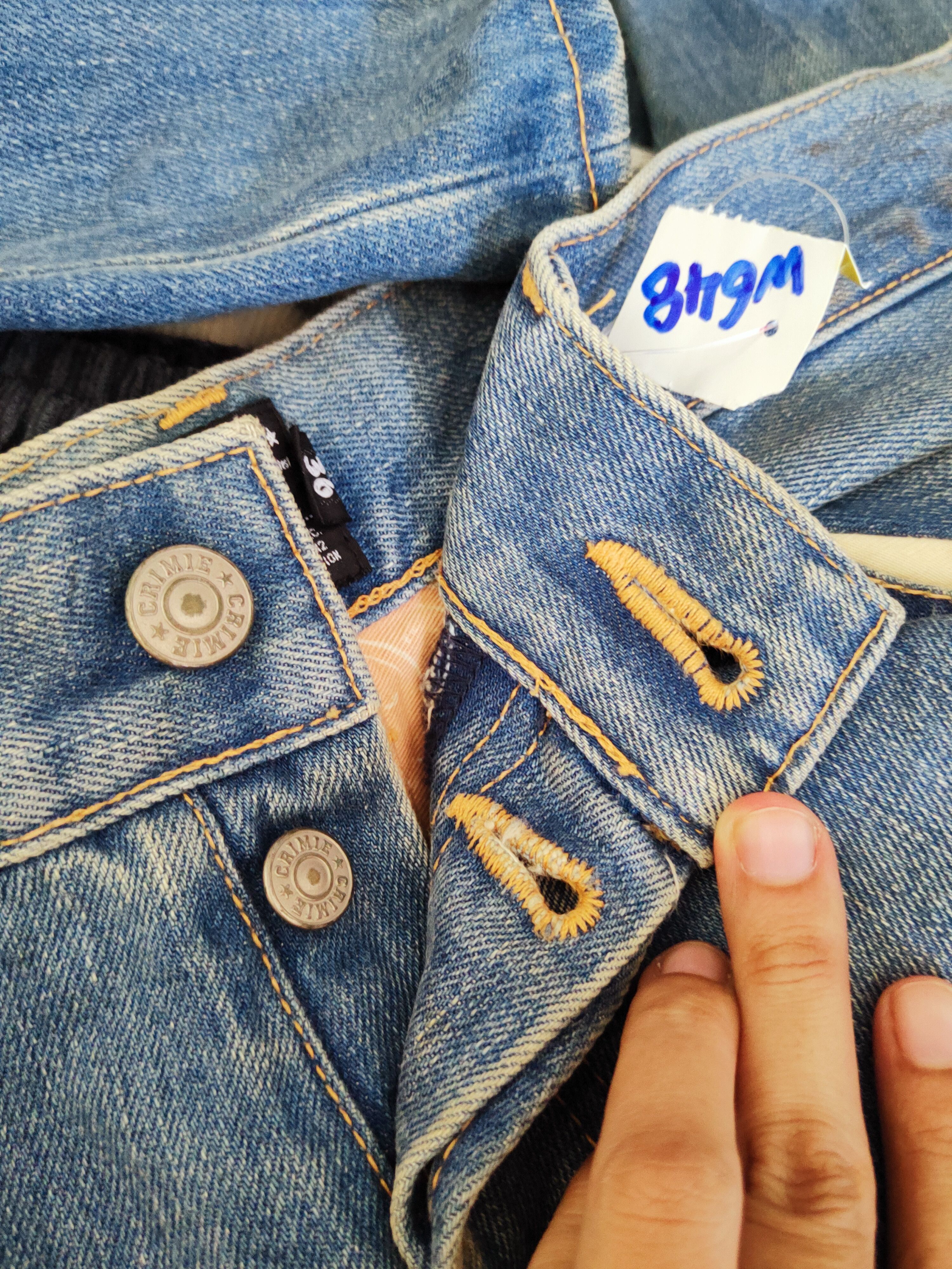 Japanese Brand Grimie Blue Distressed Ripped selvedge denim vintage #W648 Size US 36 / EU 52 - 16 Thumbnail