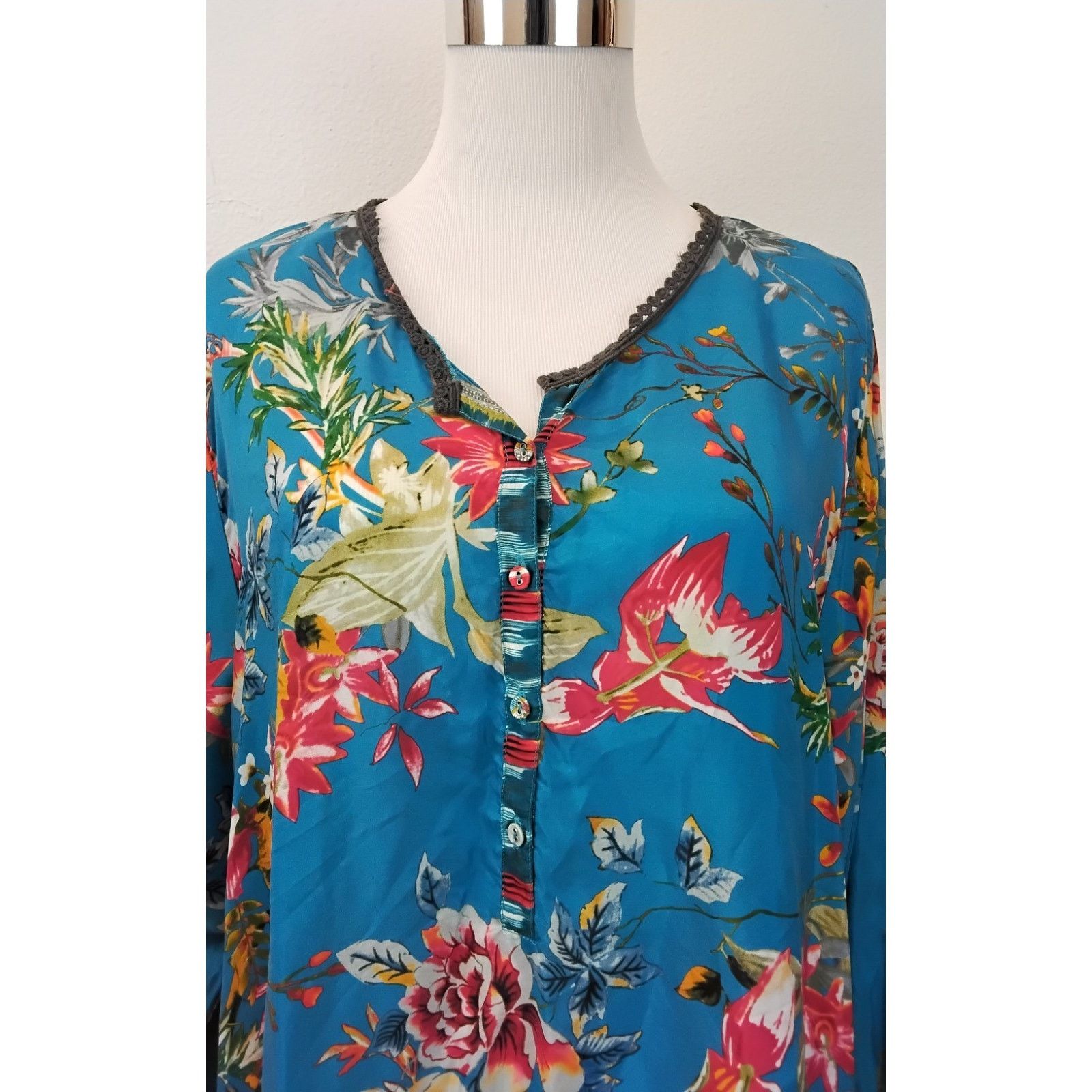 Johnny Was Johnny Was Silk Dress/Tunic Women's M/L Floral Size L / US 10 / IT 46 - 3 Thumbnail