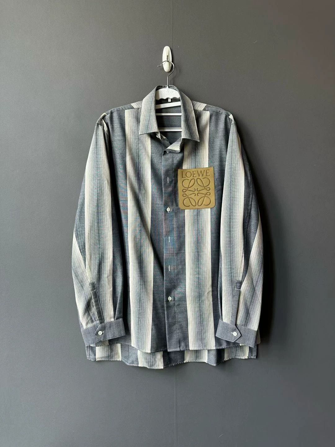 Loewe LOEWE Striped Leather Patch Shirt - dmc Size US L / EU 52-54 / 3 - 1 Thumbnail