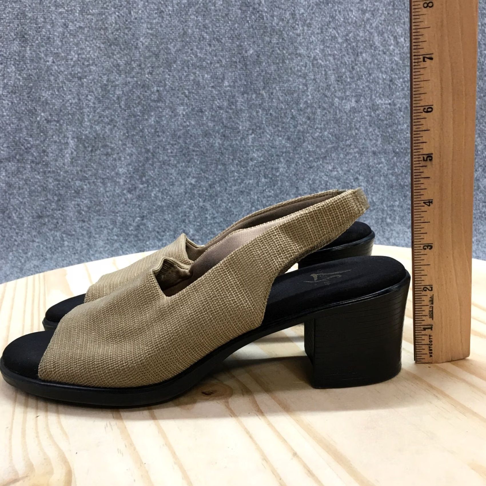 Vintage Life Stride Sandals Womens 9.5 M Slingback Brown Fabric Slip On Casual Comfort Shoes Size US 10 / IT 40 - 6 Thumbnail