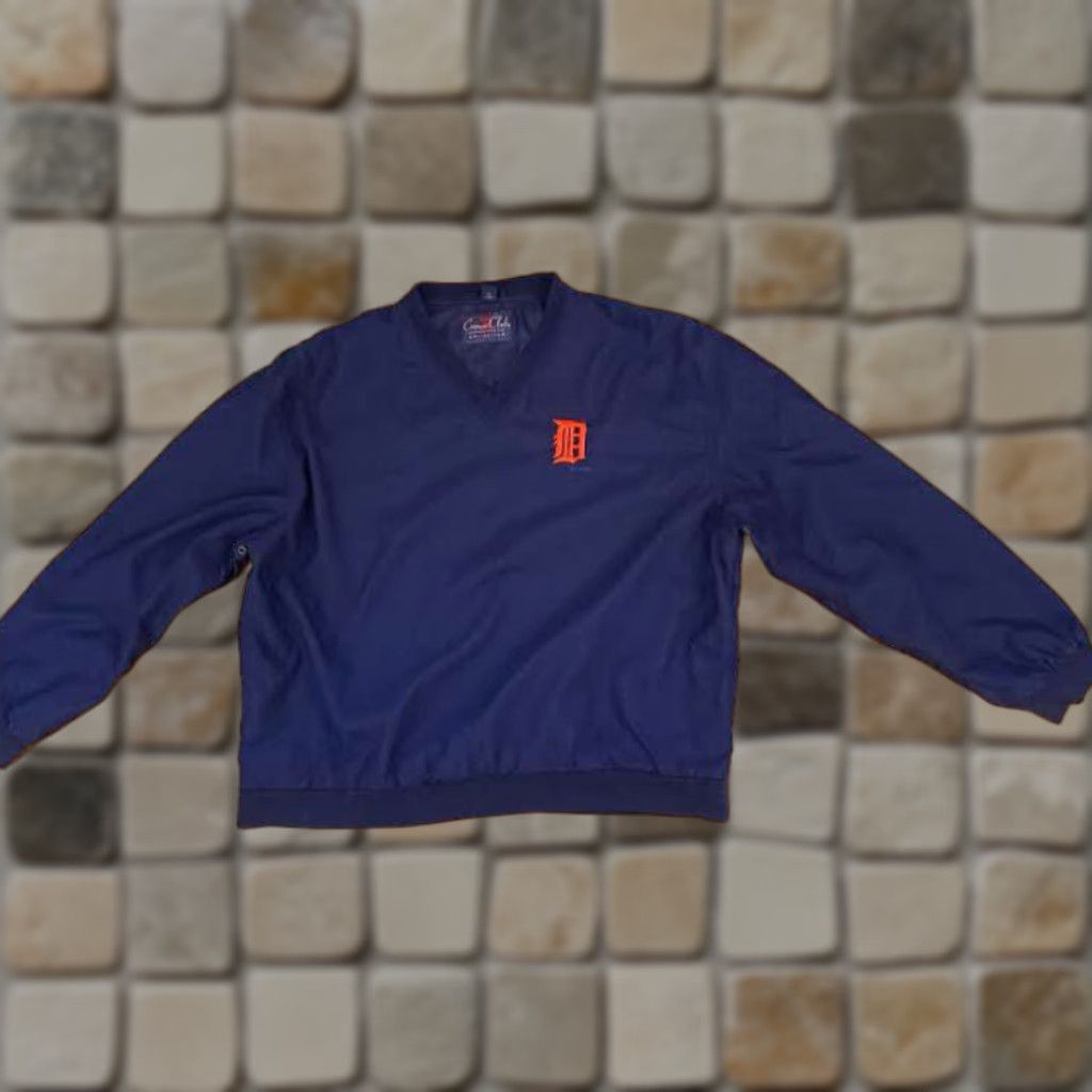 Vintage Detroit Tigers Pullover Windbreaker Jacket Crown Club XL Blue 90s Golf Men Size US XL / EU 56 / 4 - 1 Thumbnail