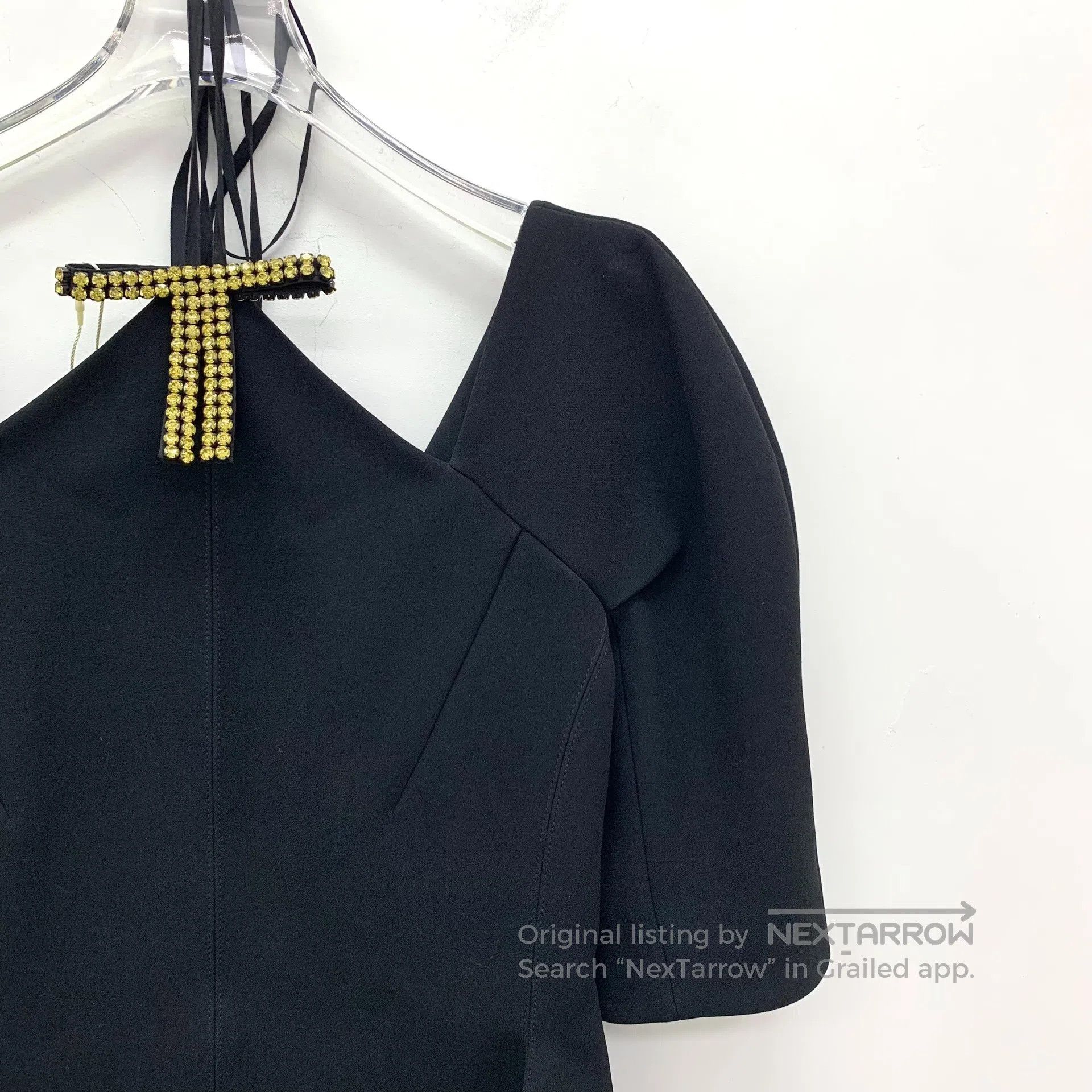 Marni MARNI Black back tie short sleeve dress with diamond decor Size XS / US 0-2 / IT 36-38 - 3 Thumbnail