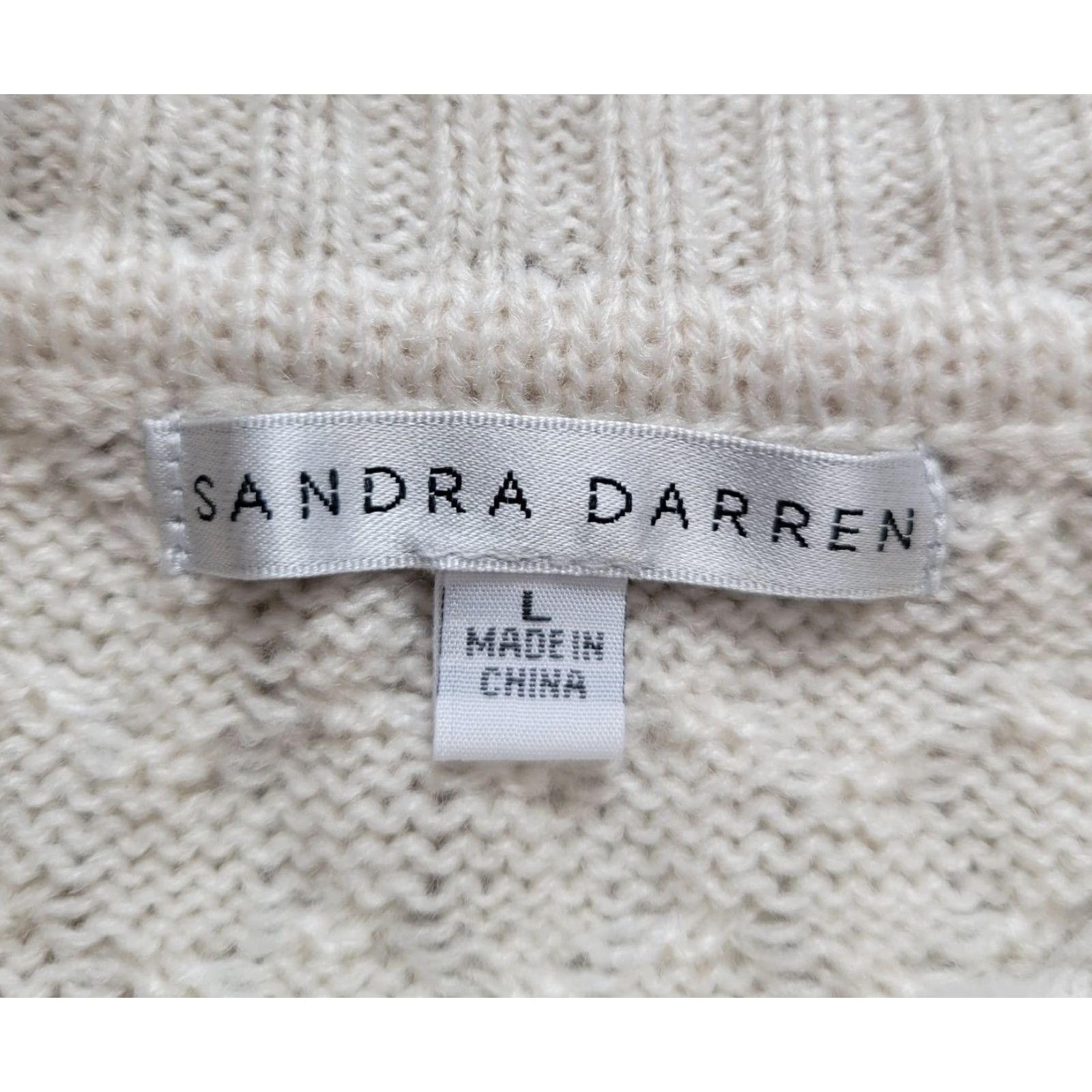 Vintage Sandra Darren Dress Beige Cable Knit Sweater Dress Turtle Neck Casual Sz L NWT Womens Size L / US 10 / IT 46 - 3 Thumbnail