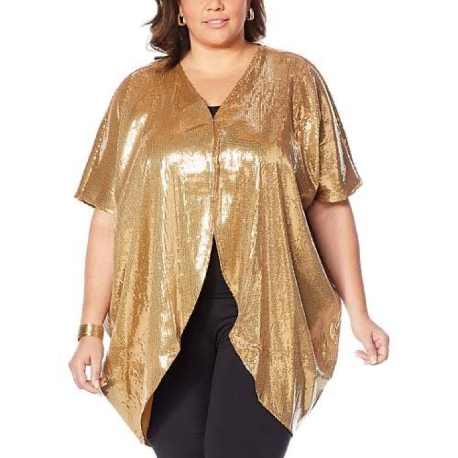 Other Shavonne Dorsey Silvia Sequin Kimono/Topper - Gold - size L Size L / US 10 / IT 46 - 6 Thumbnail