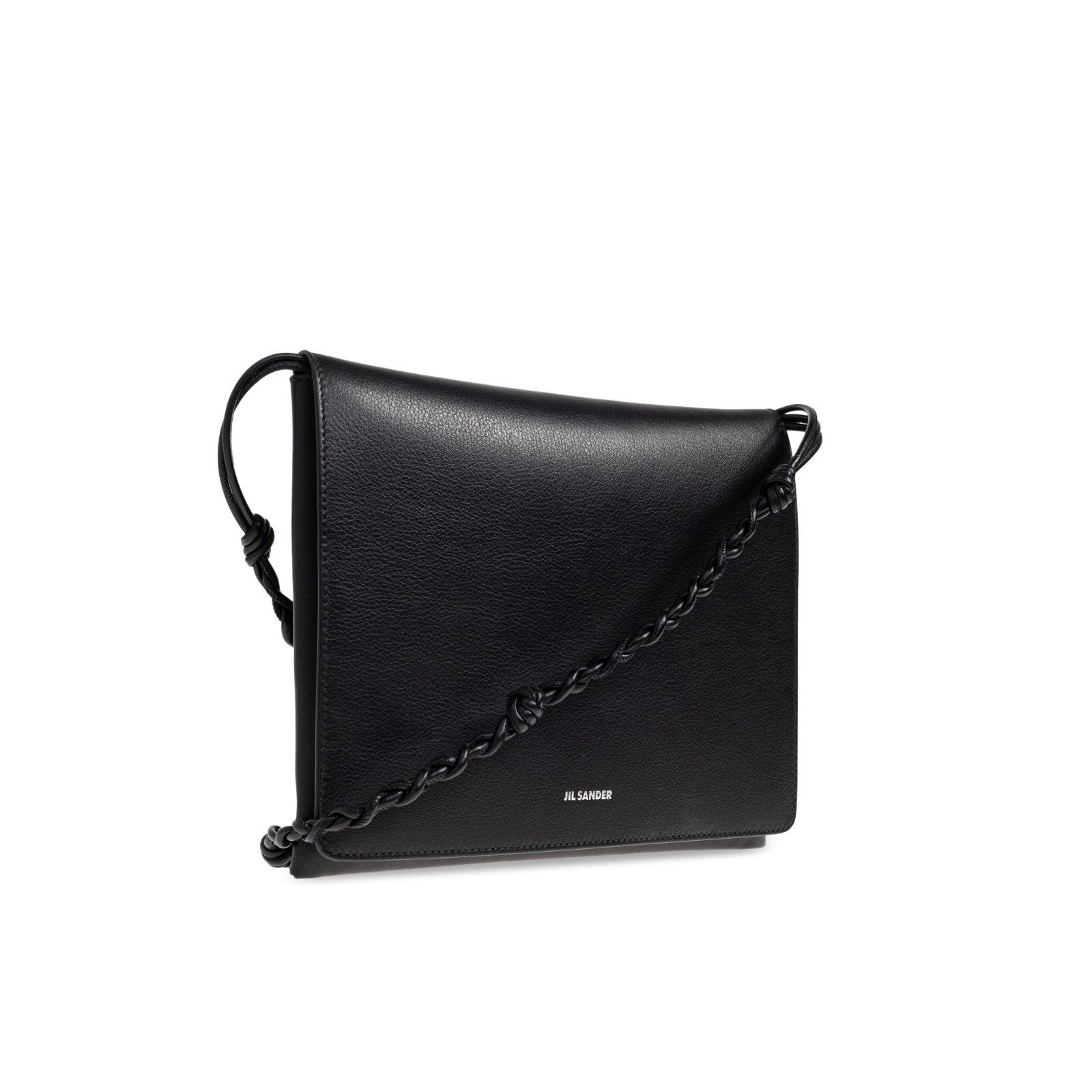 Jil Sander JIL SANDER Tangle Flat Medium Black Leather Shoulder Bag New Size ONE SIZE - 3 Thumbnail