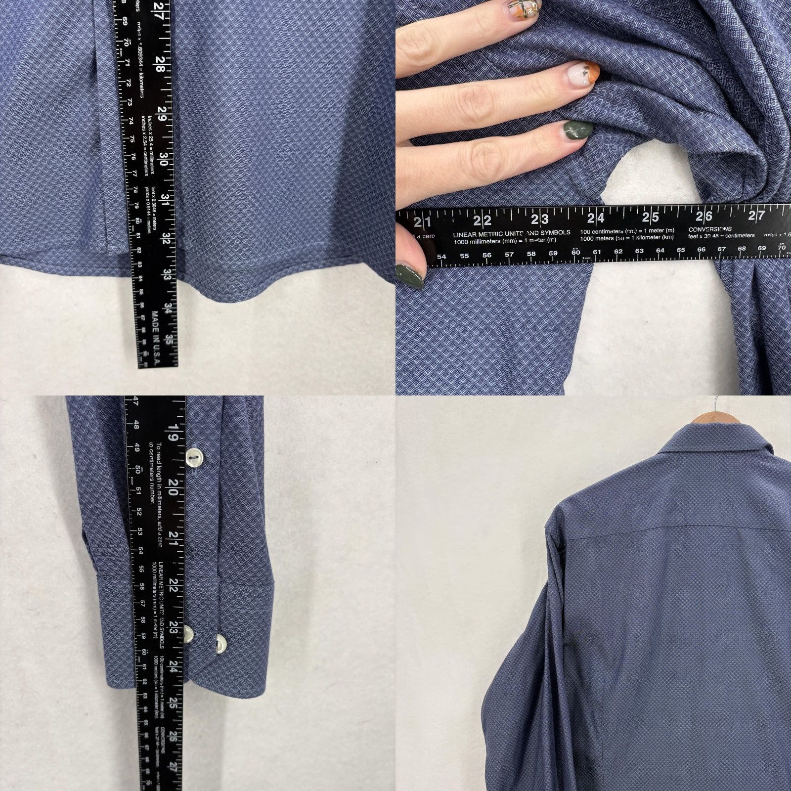 Eton Eton Shirt Mens XL Blue Contemporary Dress Shirt 100% Cotton Pattern Geometric Business Professional Mens XL Blue Dress Shirt Size 46R - 8 Thumbnail