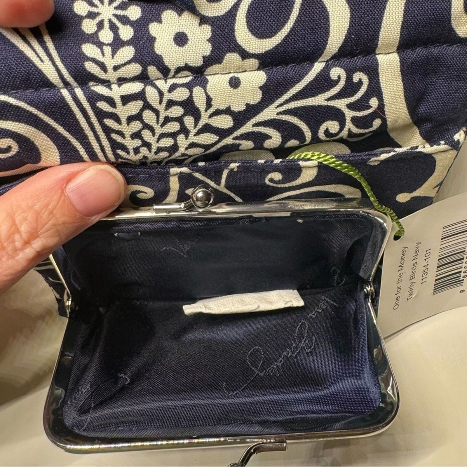 Vera Bradley Vera Bradley One for the Money Wallet Twirly Birds Navy Ret Size ONE SIZE - 8 Thumbnail